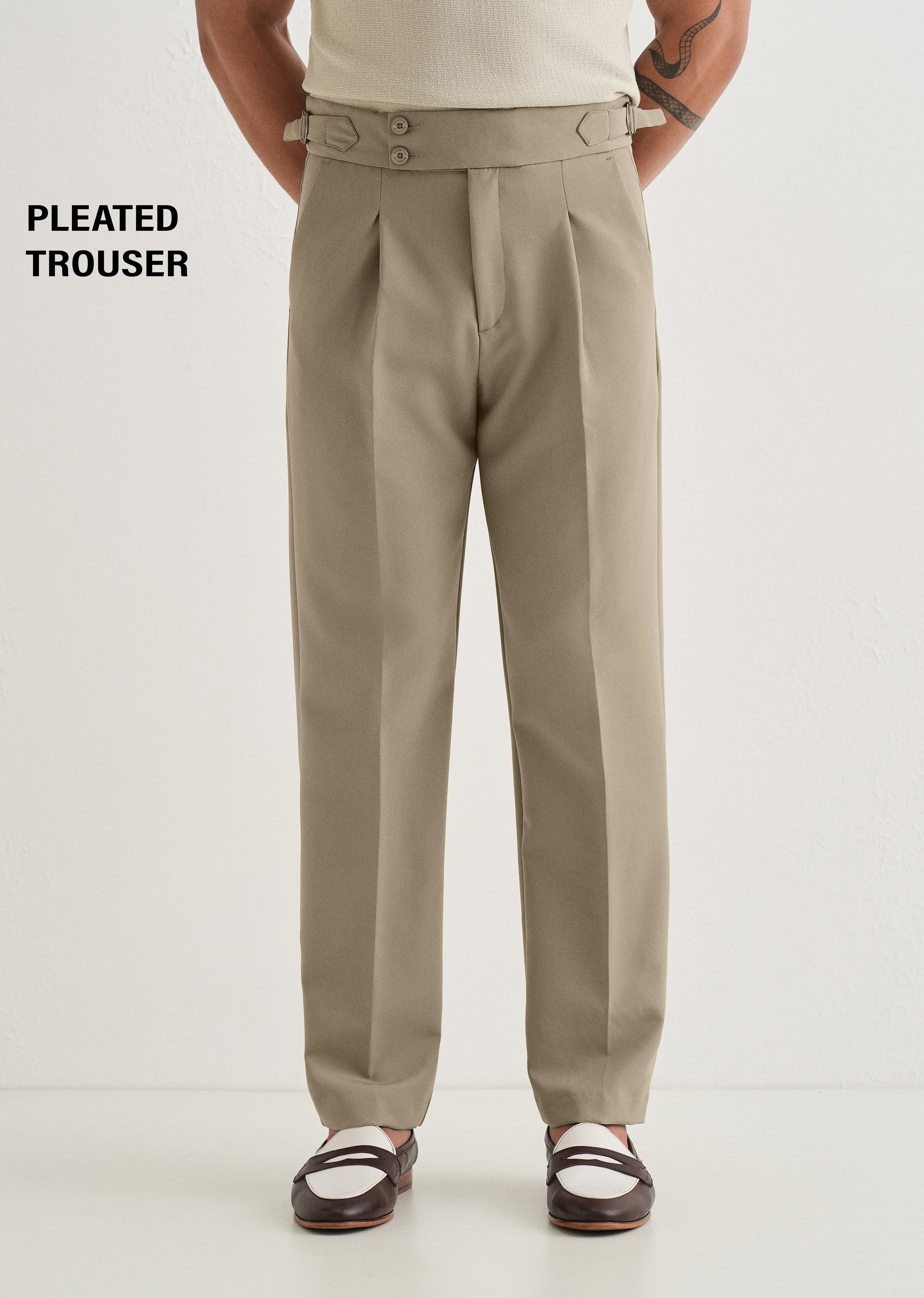 Classic Tan Pleated Gurkha Pant