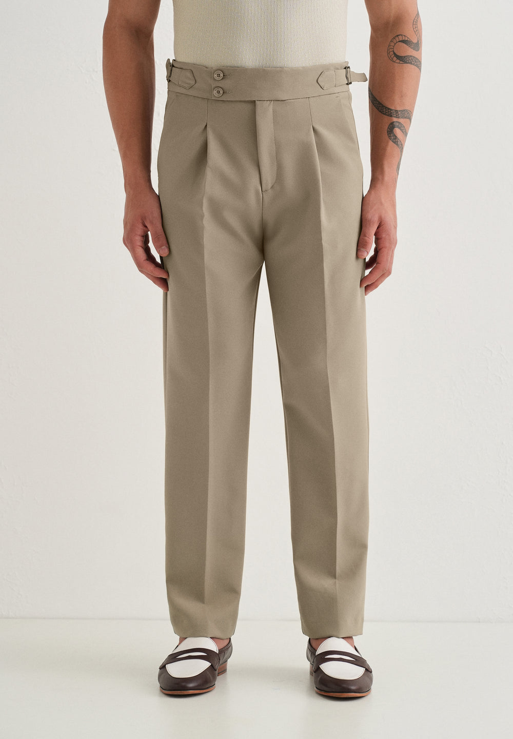 Classic Tan Pleated Gurkha Pant