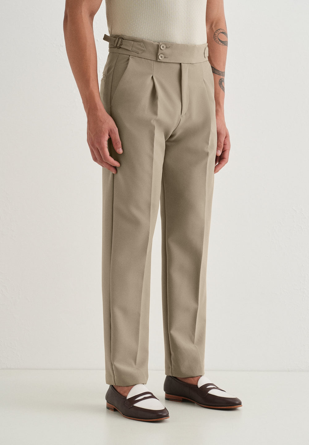 Classic Tan Pleated Gurkha Pant