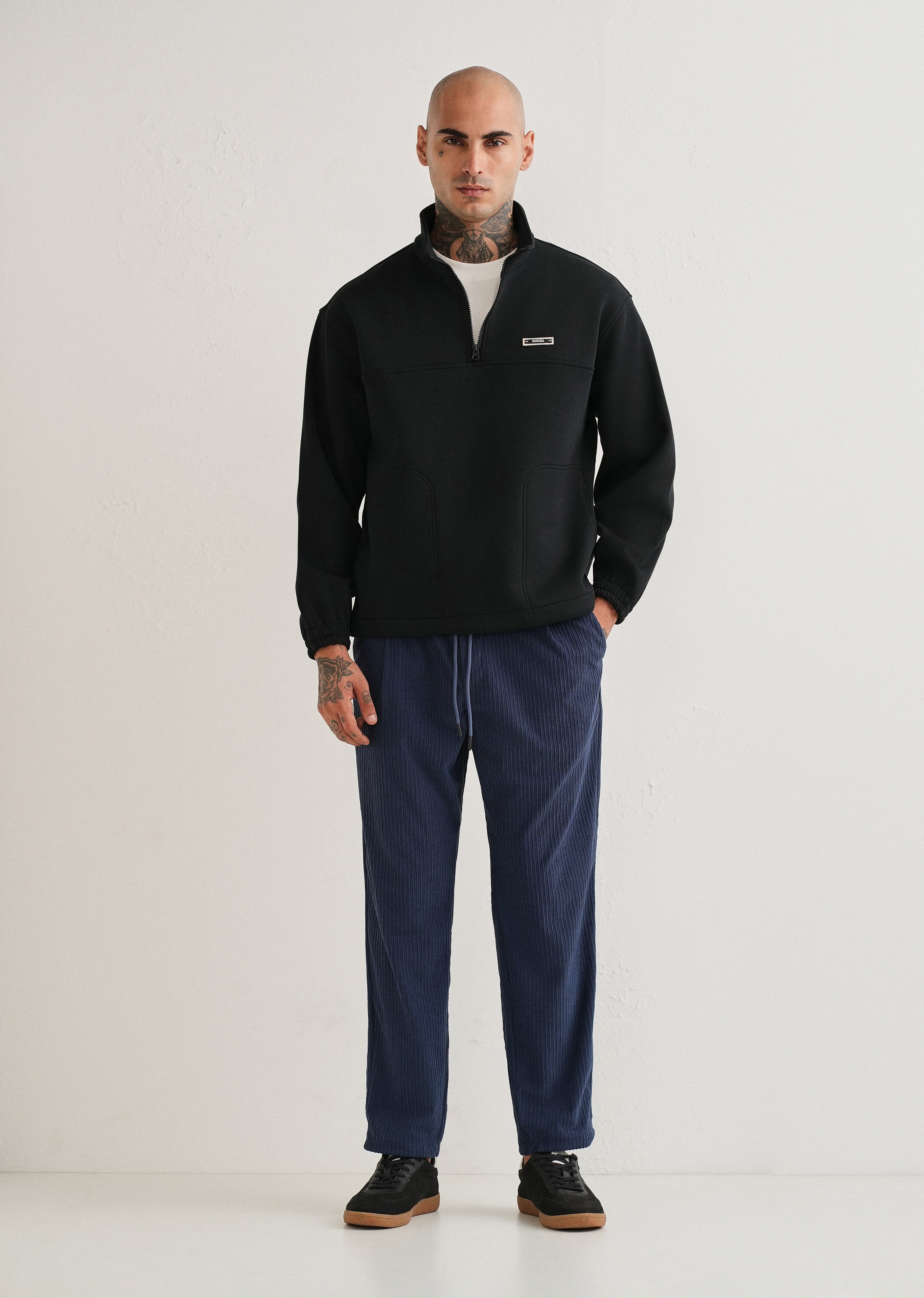 Classic Blue Drawstring Corduroy Pant