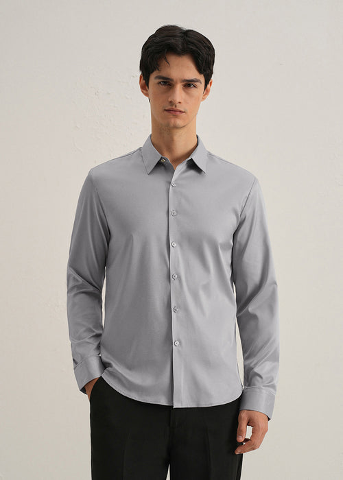 Cloud Grey Plain Stitchless Placket Shirt