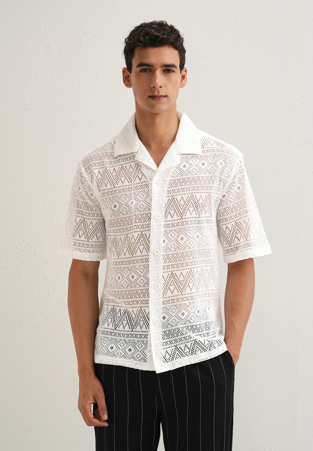 Cloud White Crochet Shirt
