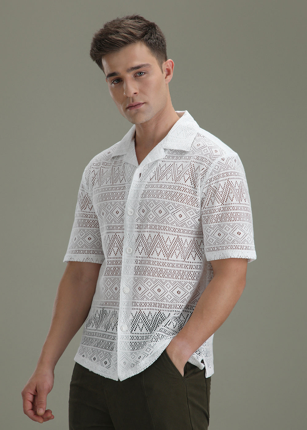 Cloud White Crochet Shirt