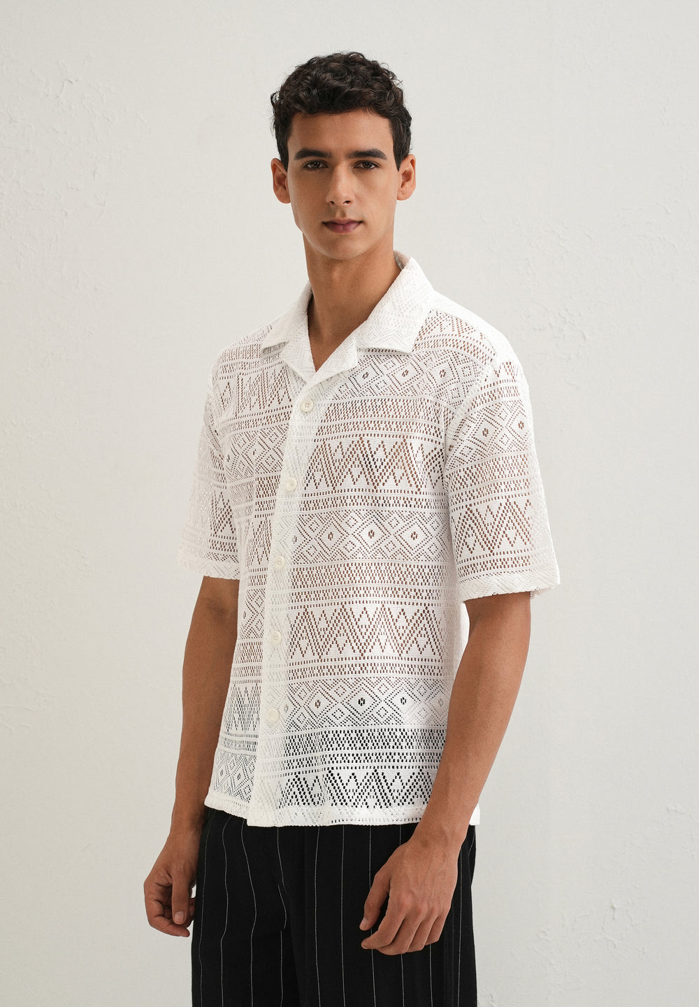 Cloud White Crochet Shirt