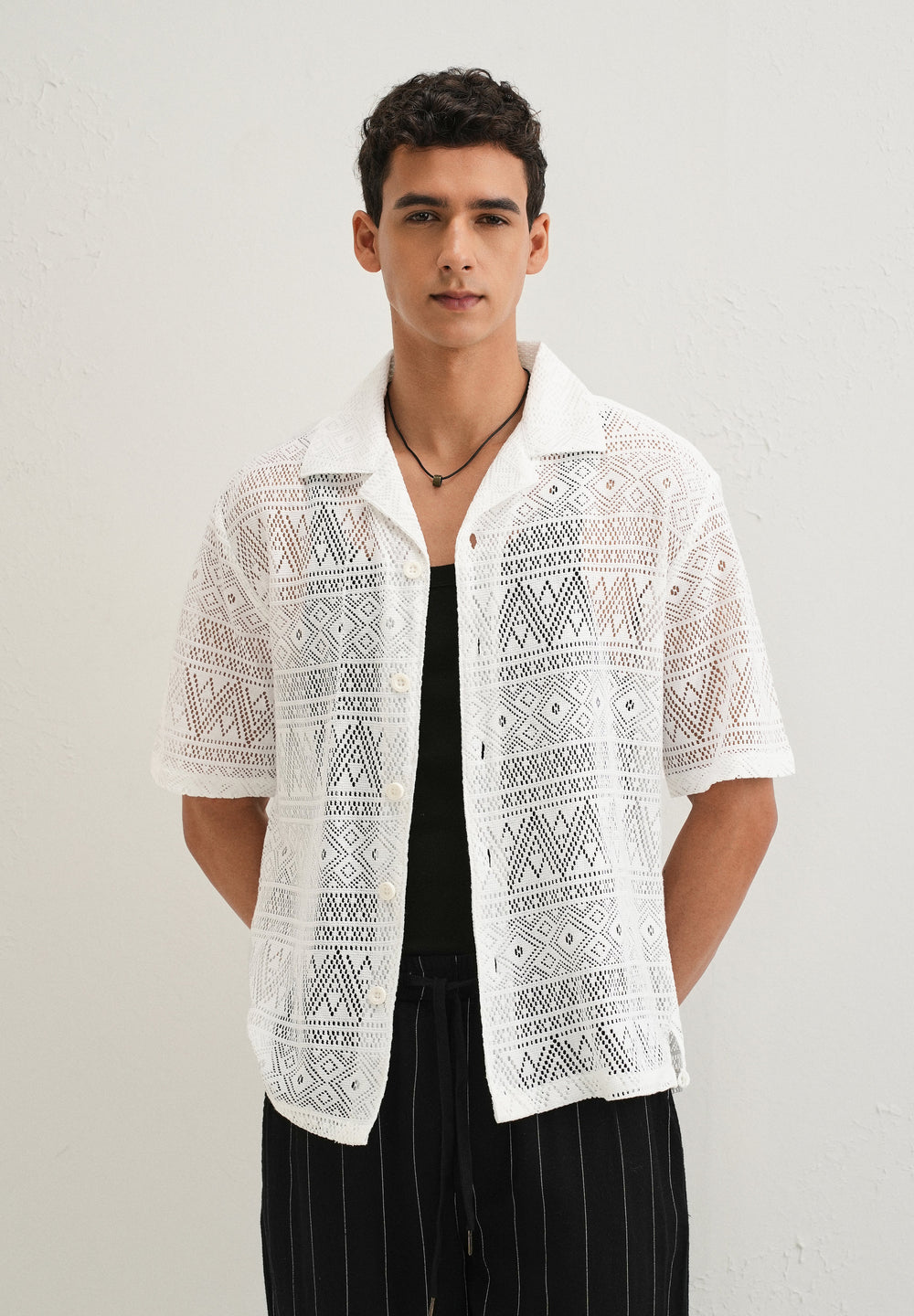 Cloud White Crochet Shirt