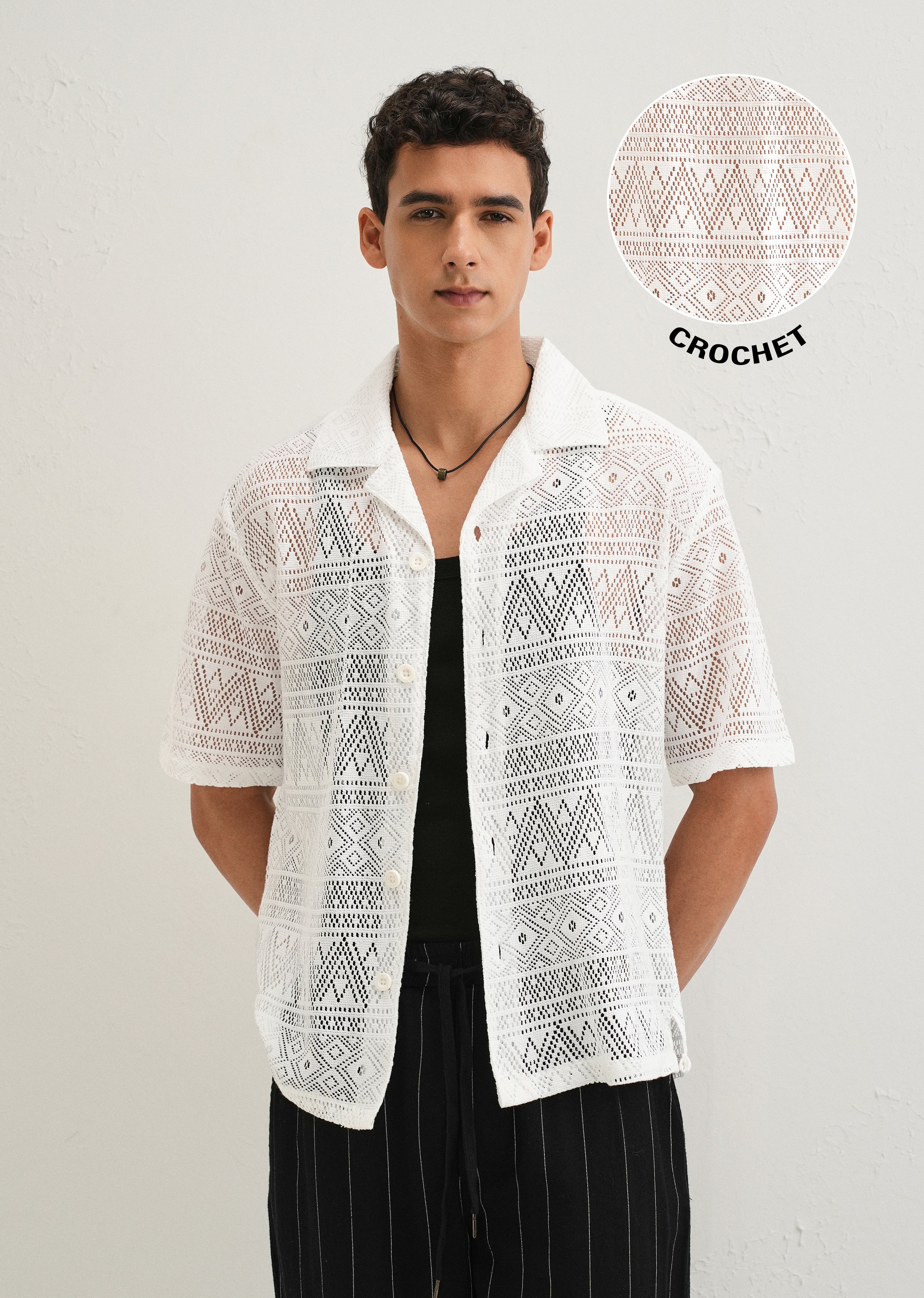 Cloud White Crochet Shirt
