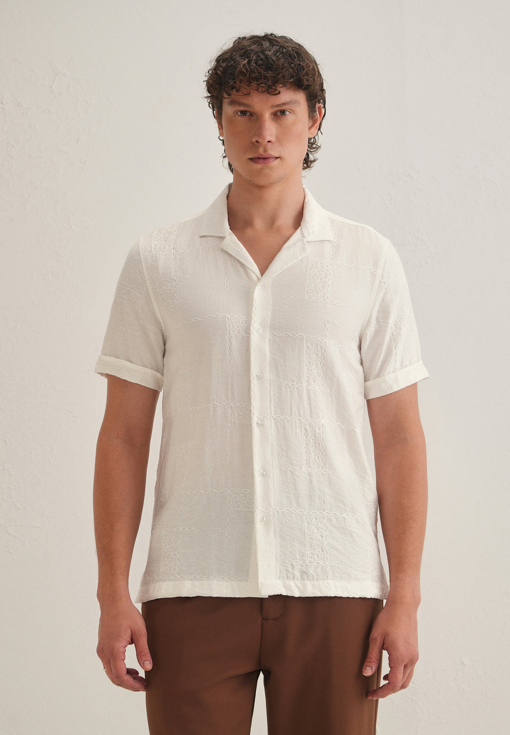 Cloud White Embroidery Shirt