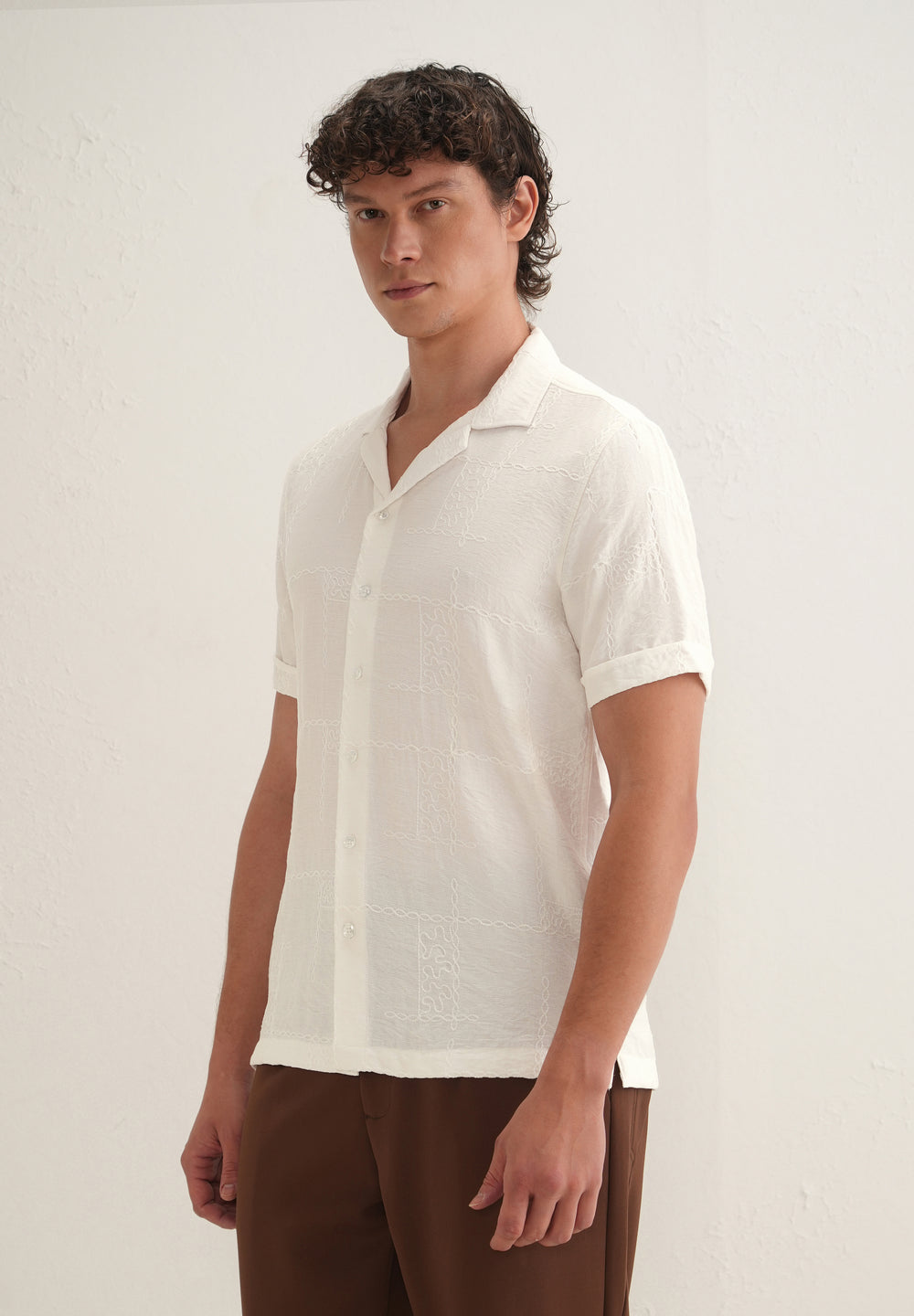 Cloud White Embroidery Shirt