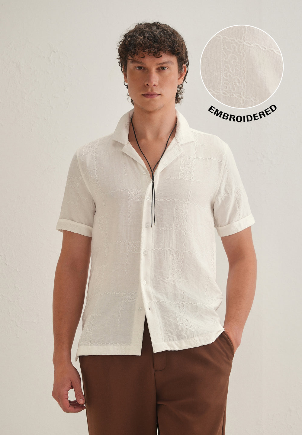 Cloud White Embroidery Shirt