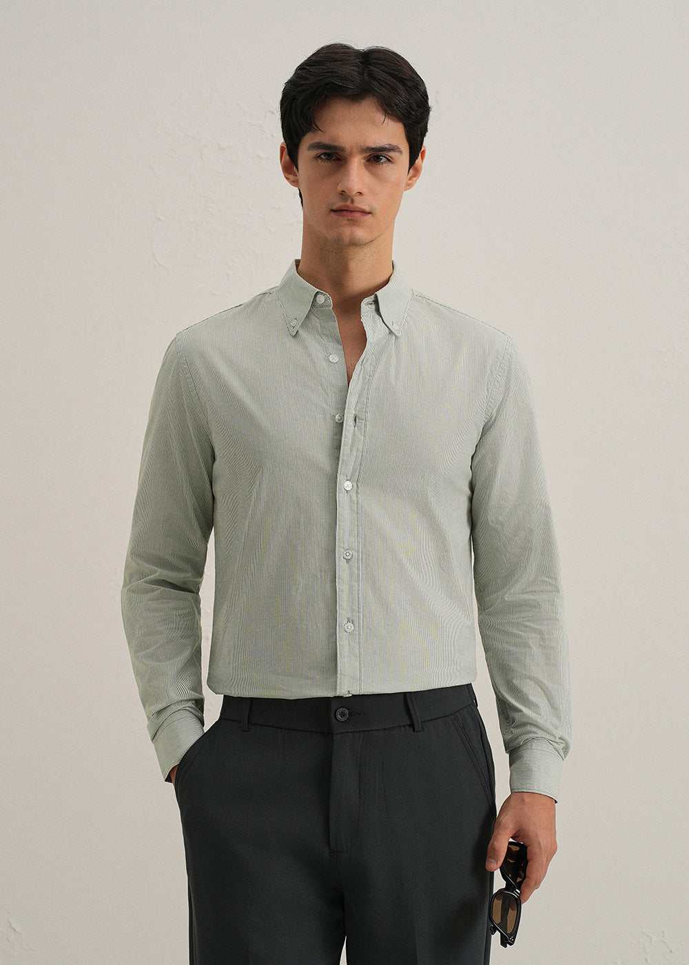 Clover Green Pin Striped Shirt
