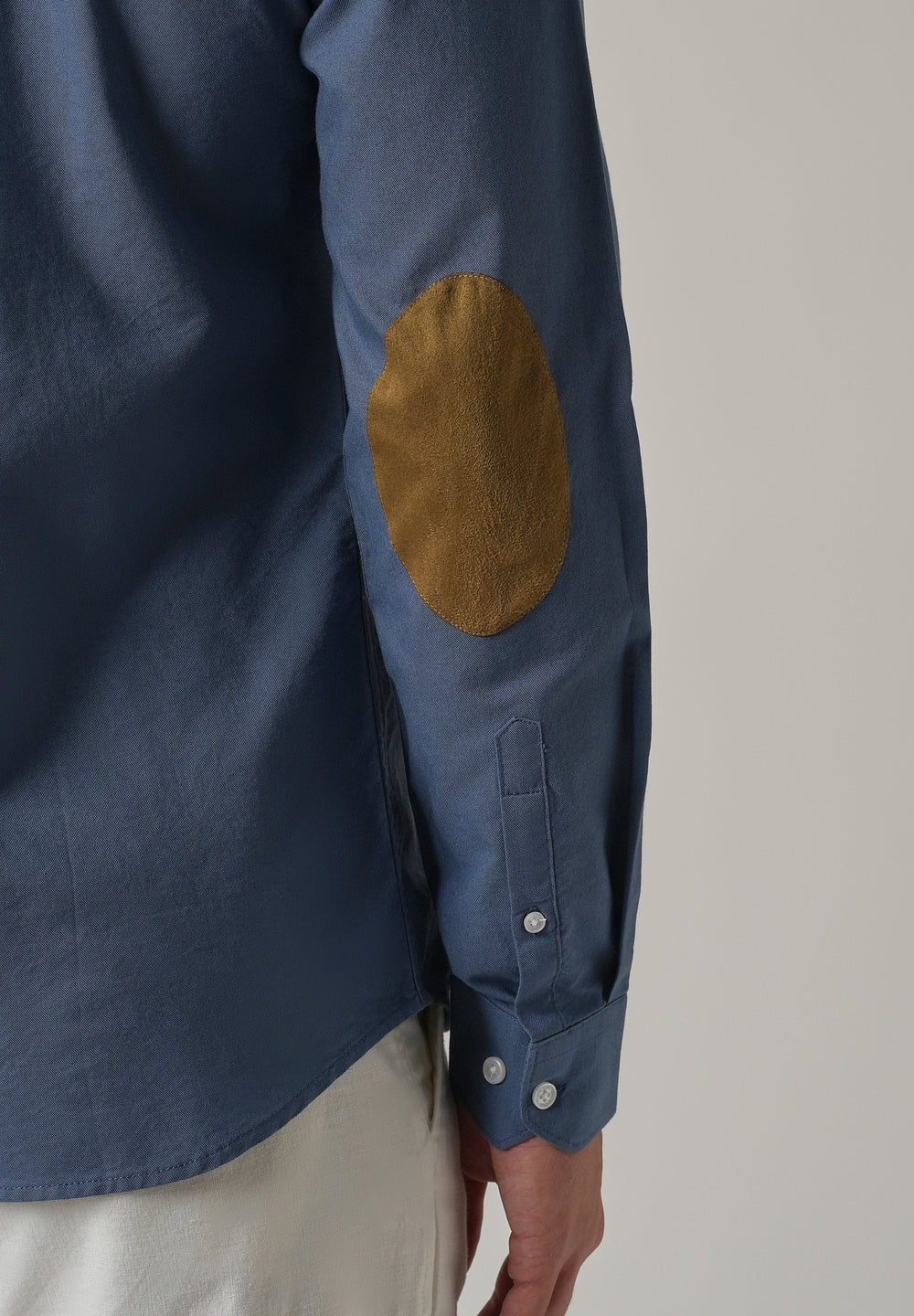 Cobalt Blue Plain Elbow Patch Oxford Shirt