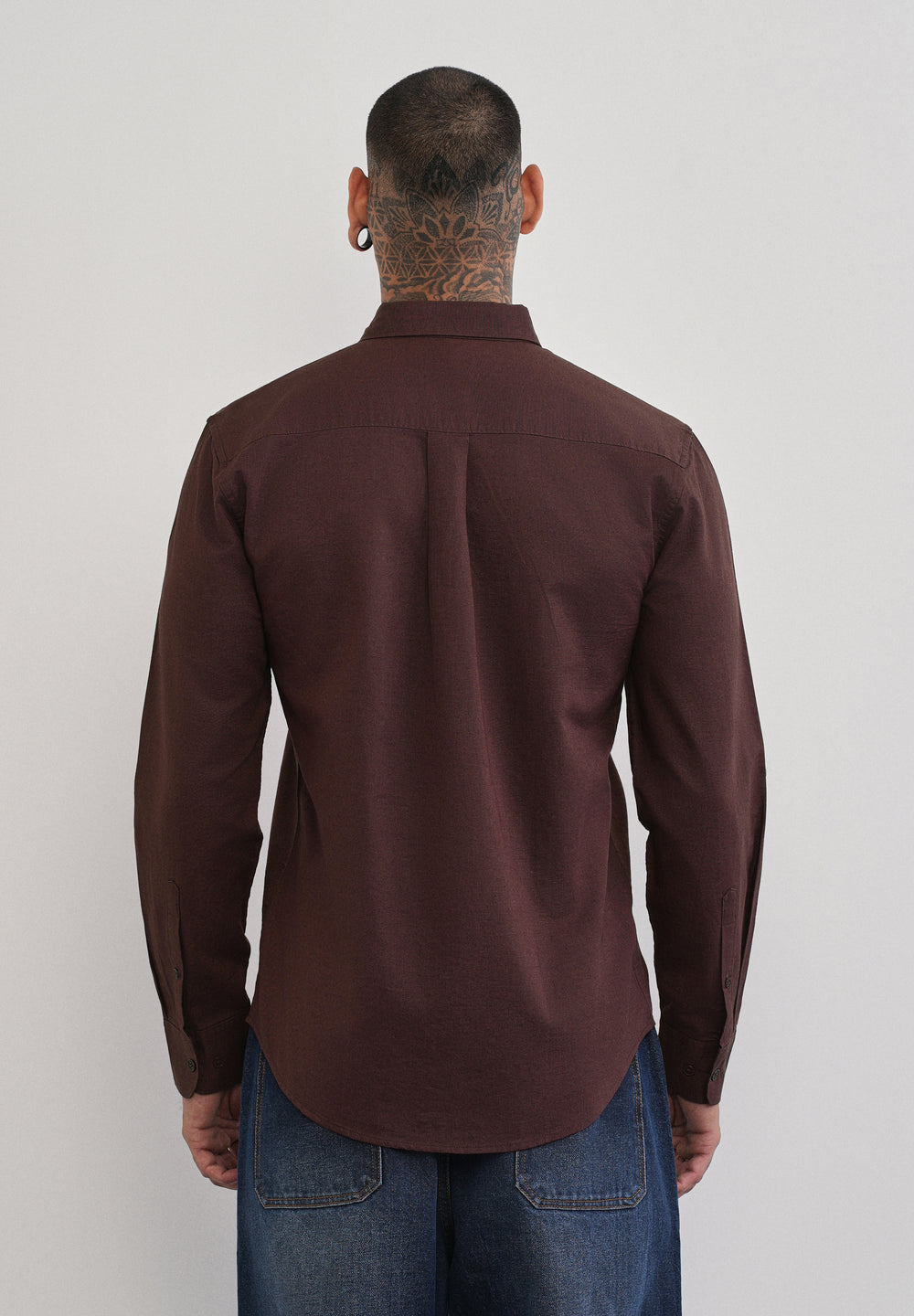 Coffee Brown Cotton Linen Plain Shirt