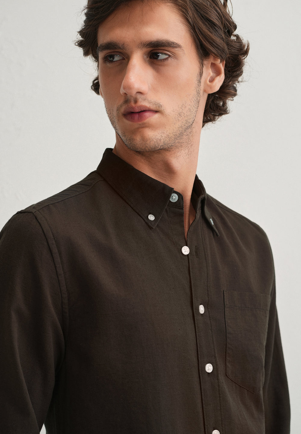 Coffee Brown Cotton Linen Shirt