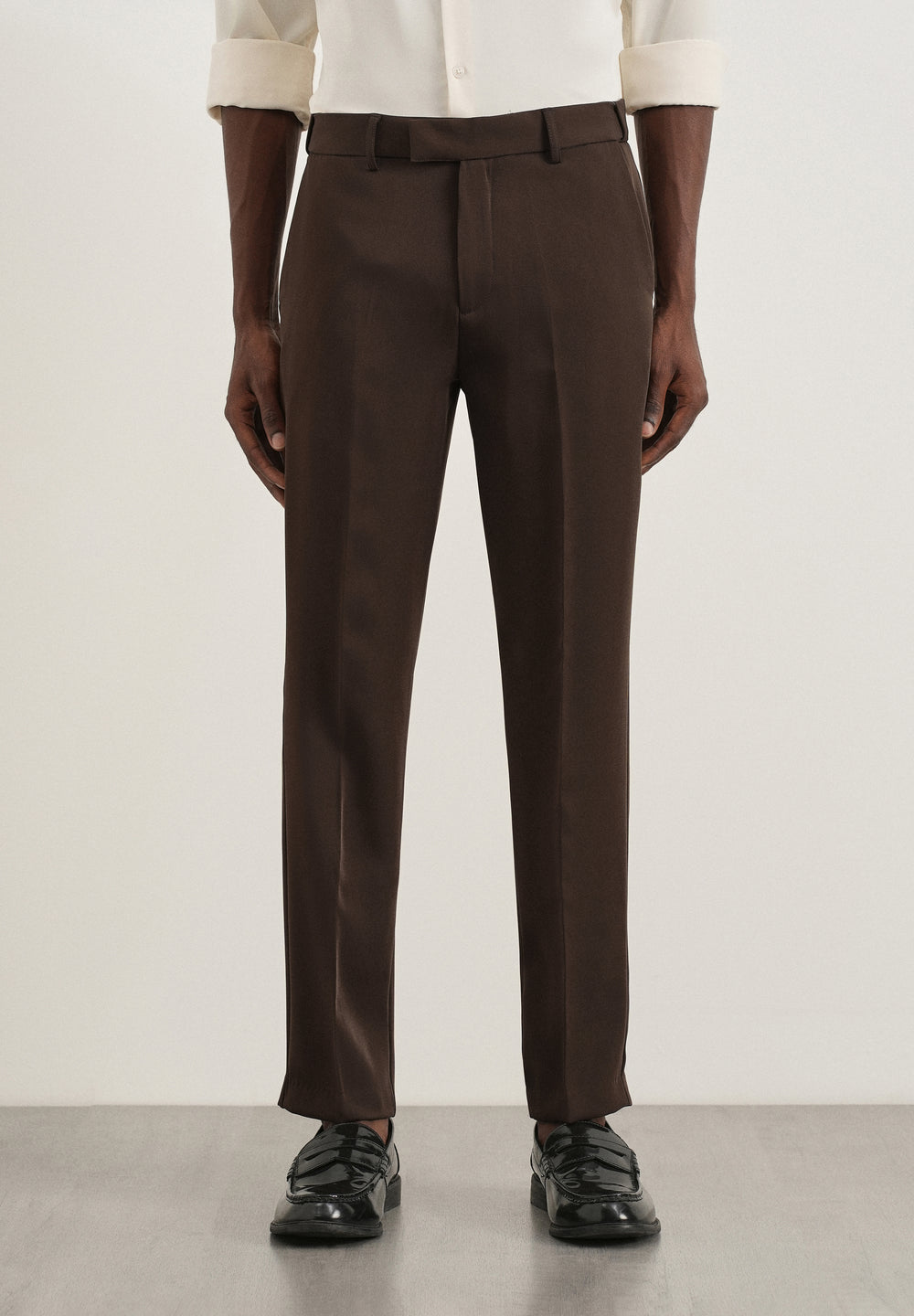 Coffee Brown Flex Waist Slim Fit Trouser