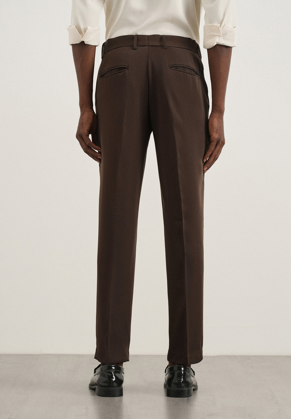 Coffee Brown Flex Waist Slim Fit Trouser