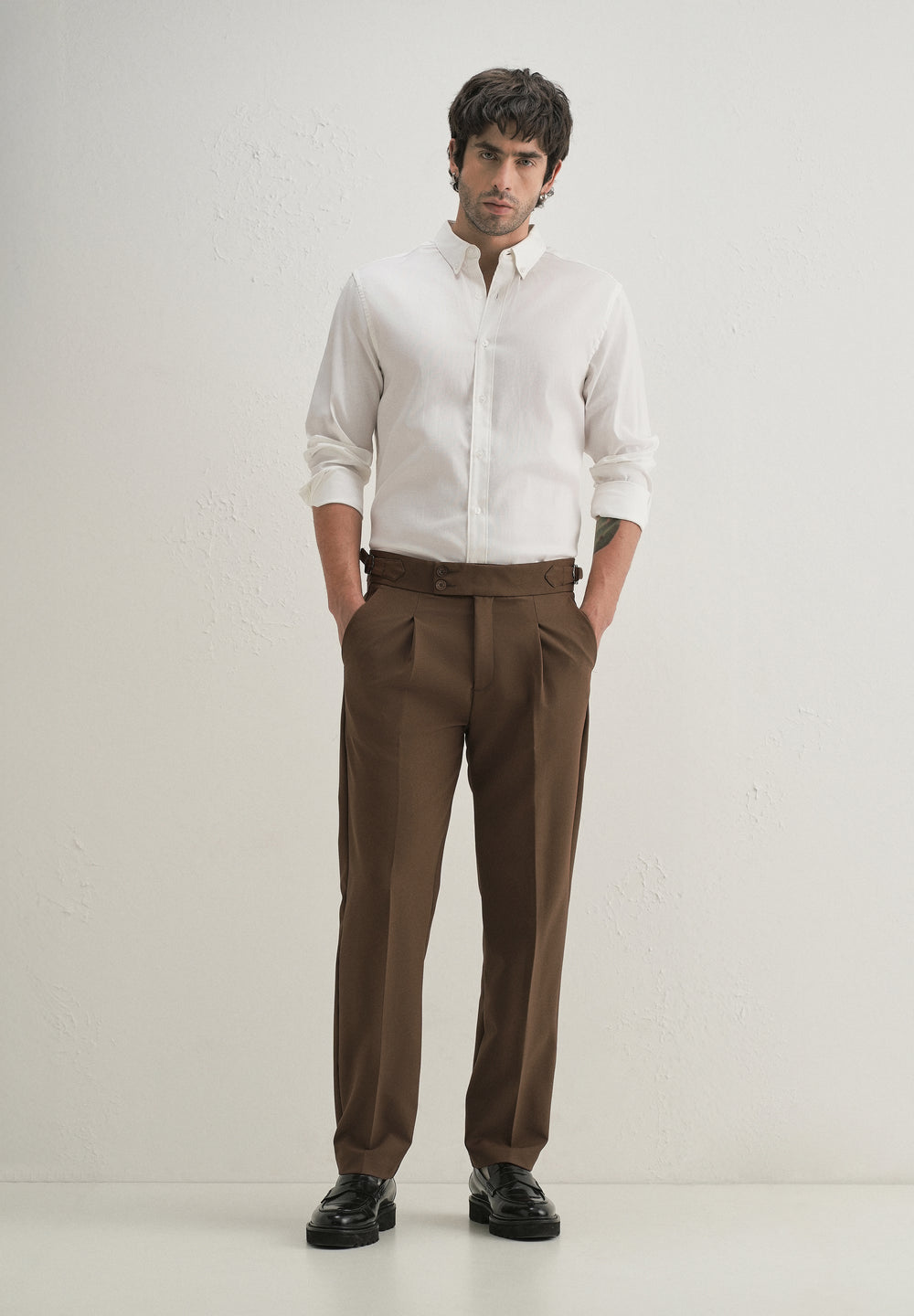 Coffee Brown Pleated Gurkha Pant