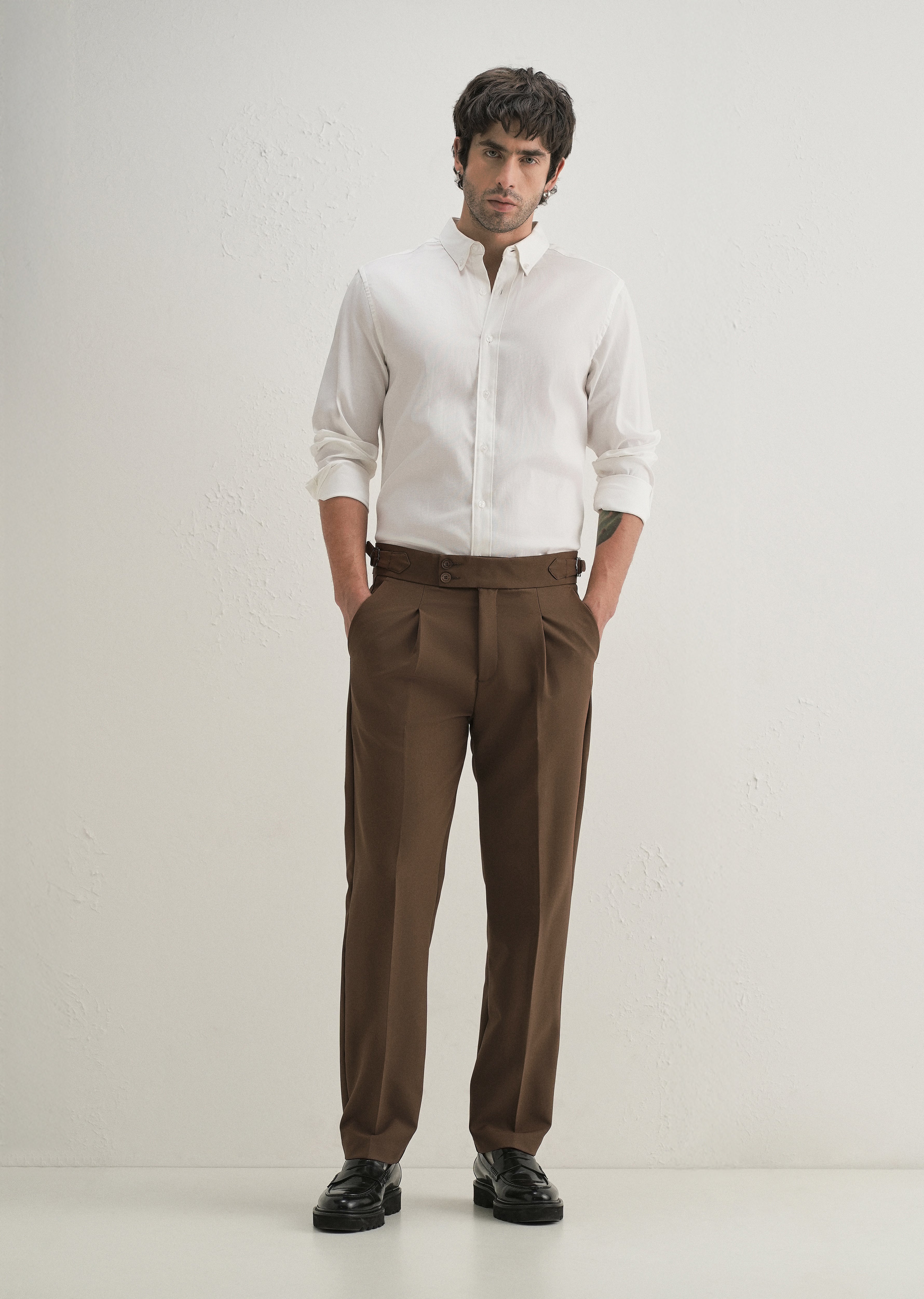 Coffee Brown Pleated Gurkha Pant