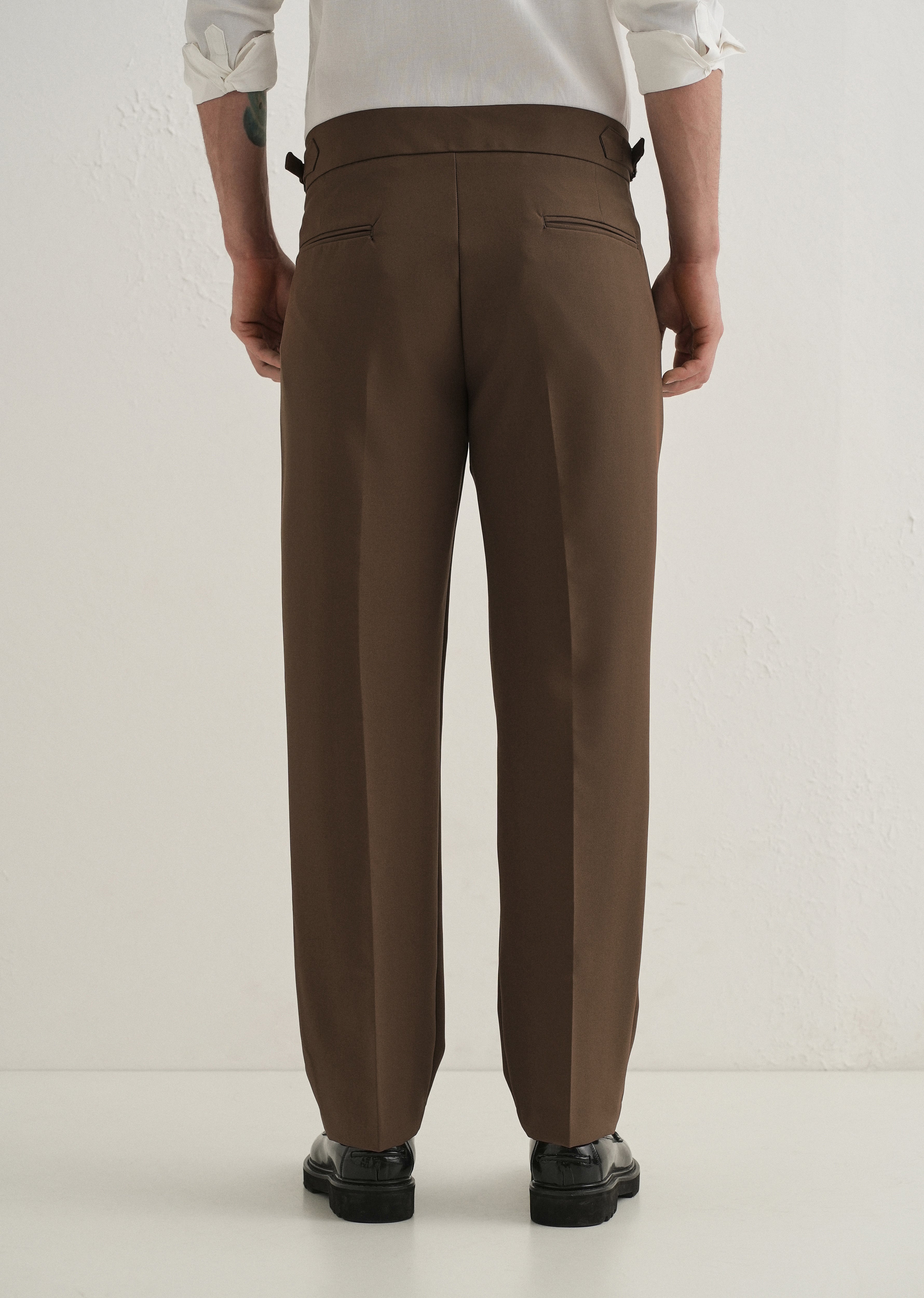 Coffee Brown Pleated Gurkha Pant
