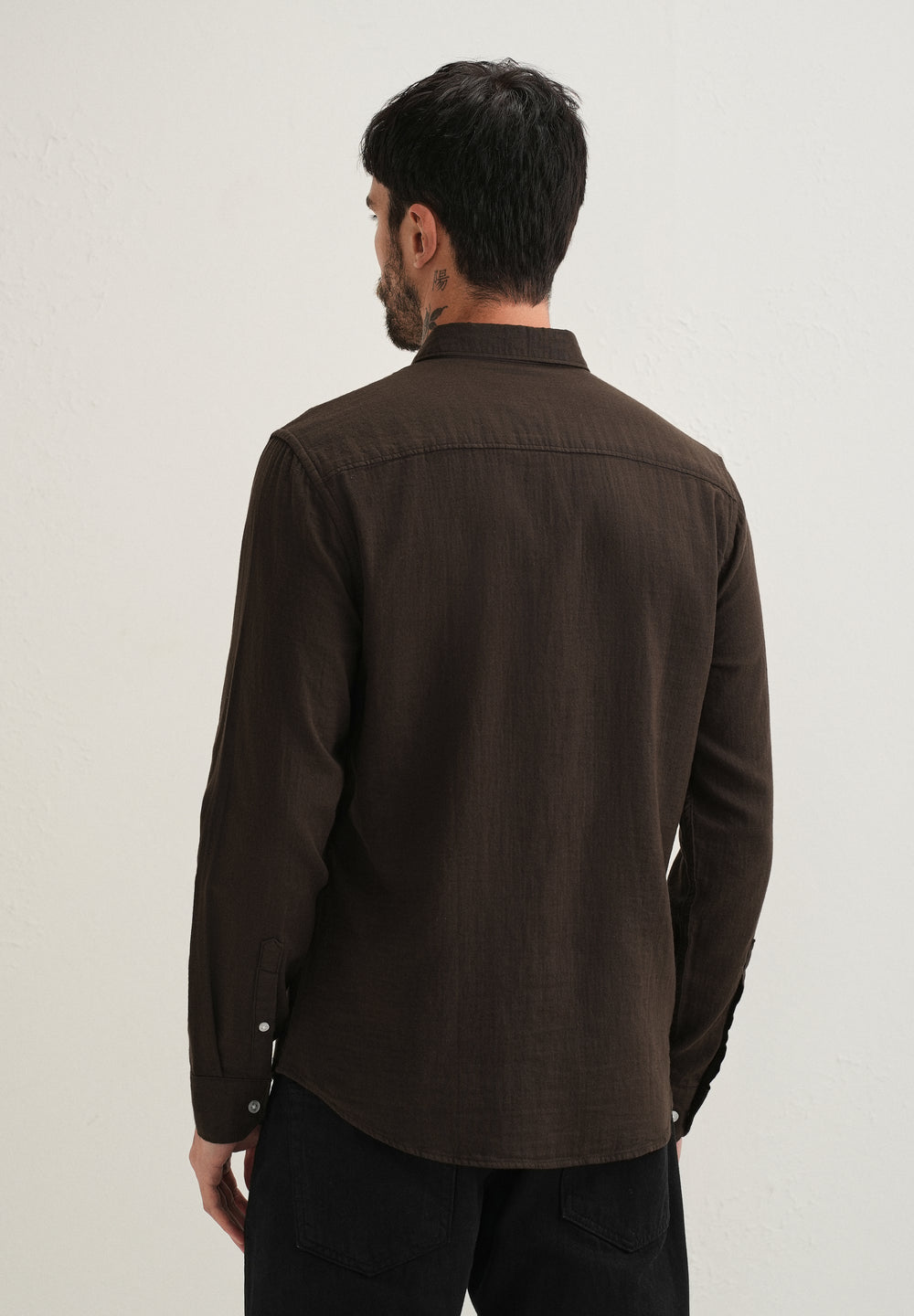 Coffee Brown Pure Cotton Stitchless Placket Shirt