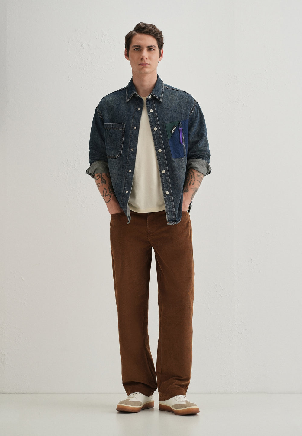 Coffee Brown Semi-Elasticated Corduroy Pant