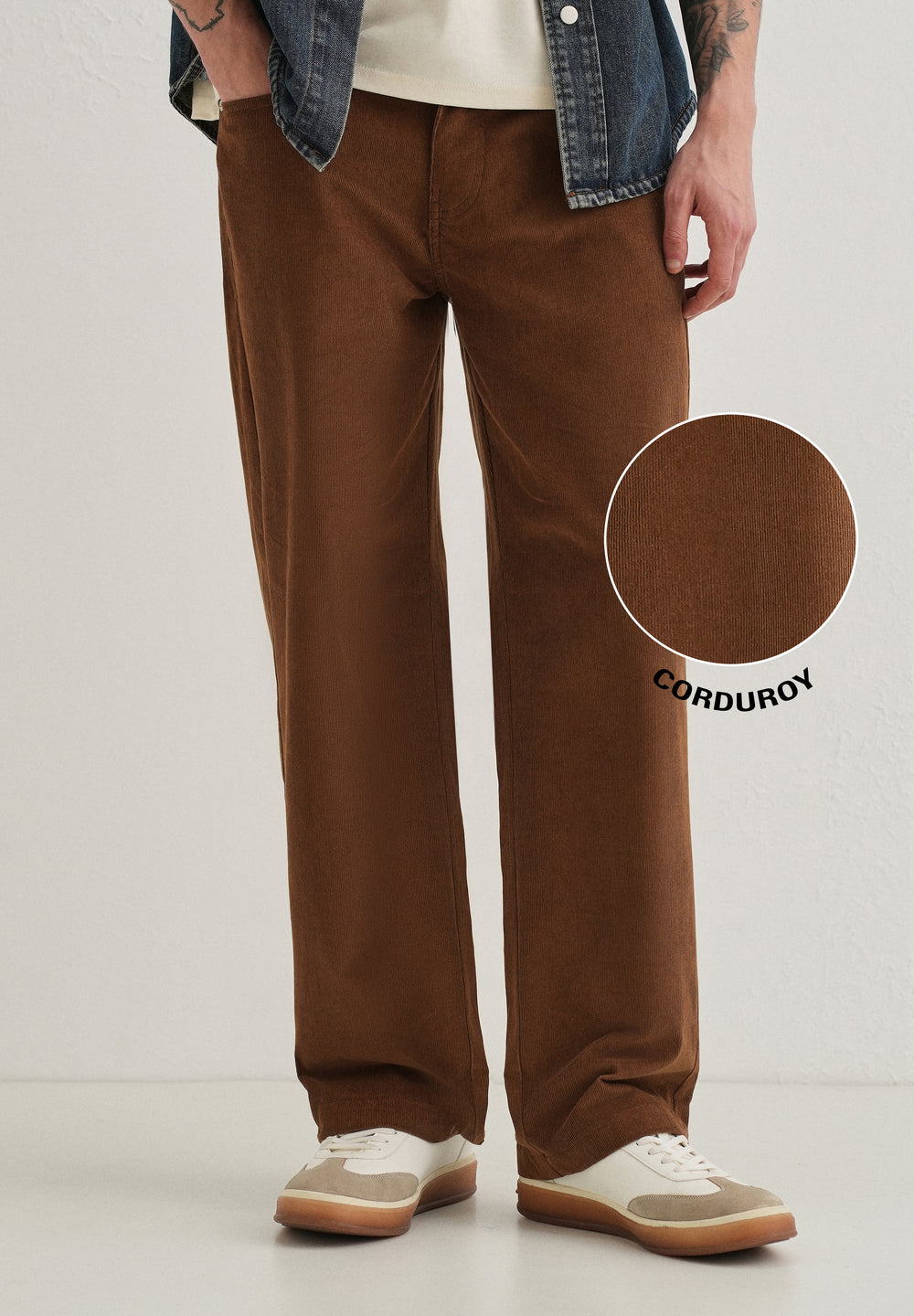 Coffee Brown Semi-Elasticated Corduroy Pant