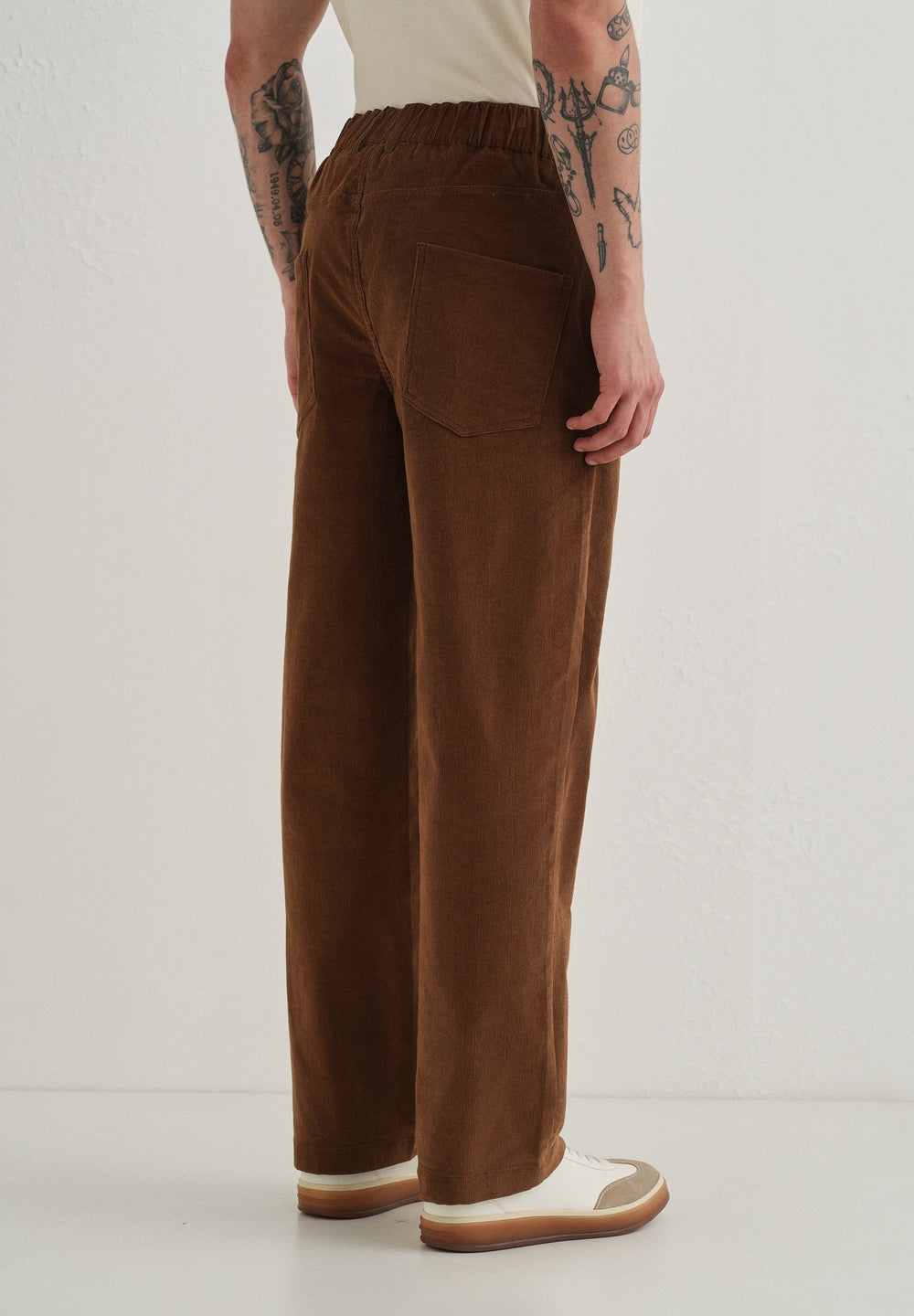 Coffee Brown Semi-Elasticated Corduroy Pant