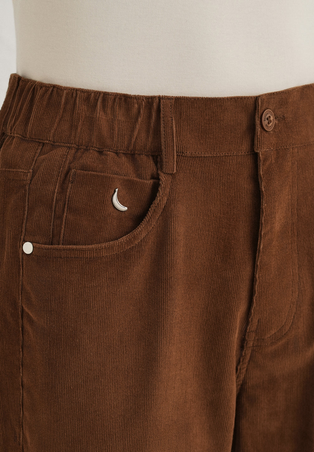 Coffee Brown Semi-Elasticated Corduroy Pant