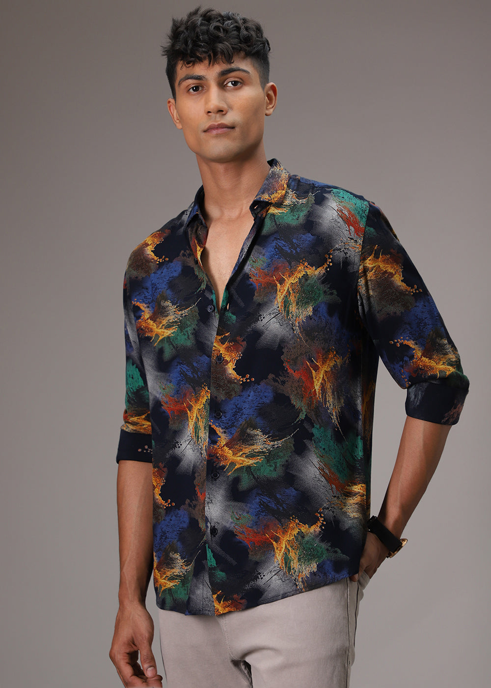 Color Cascade Blue Feather Shirt