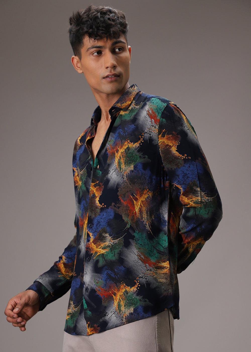 Color Cascade Blue Feather Shirt