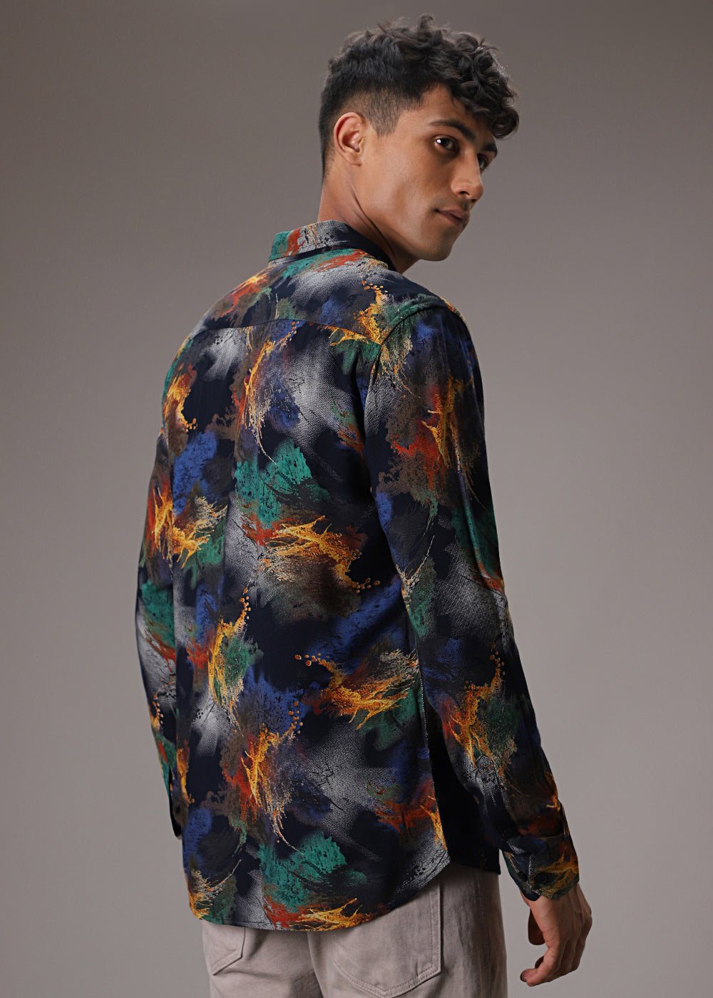 Color Cascade Blue Feather Shirt