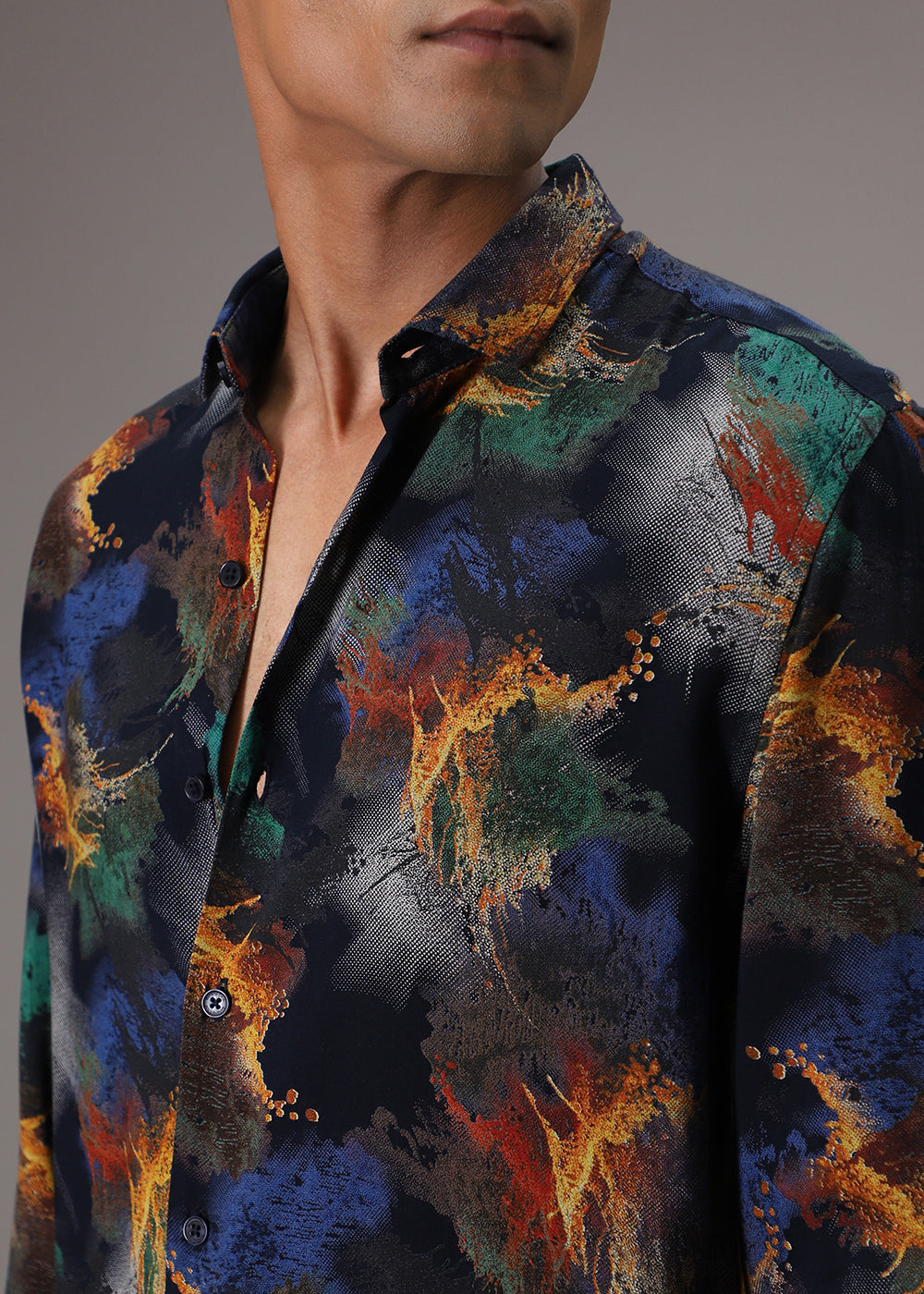 Color Cascade Blue Feather Shirt