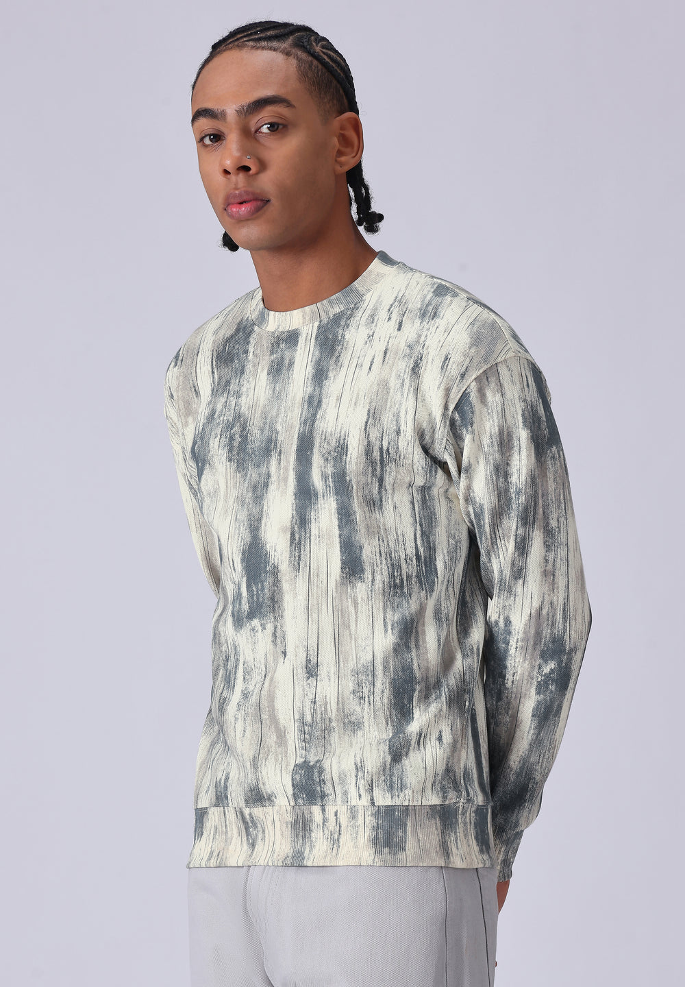 Color Stripes Cream Sweatshirt