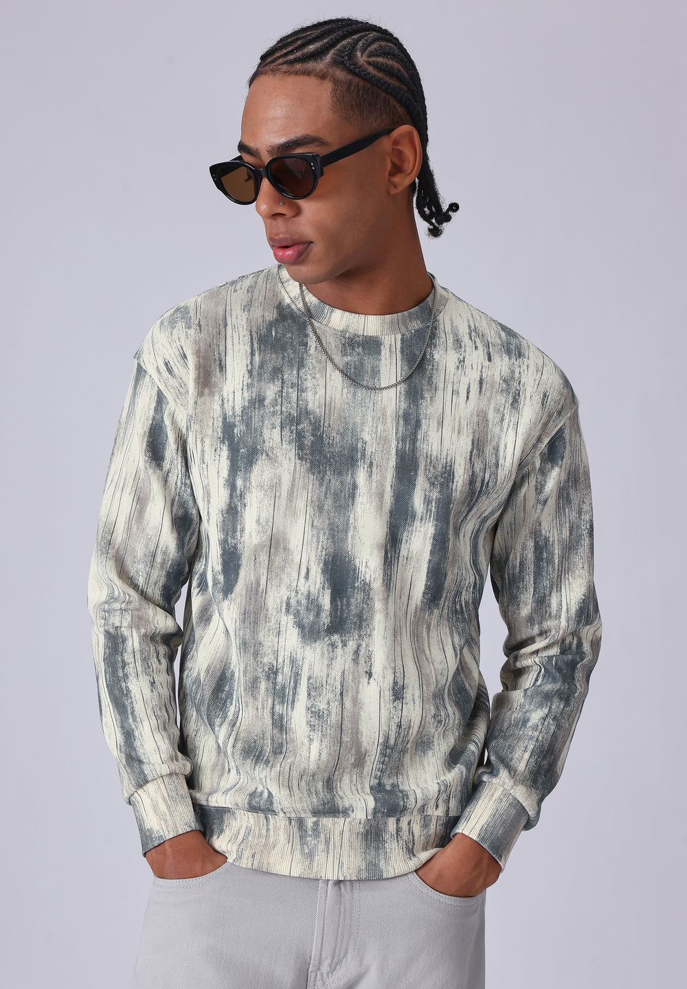 Color Stripes Cream Sweatshirt