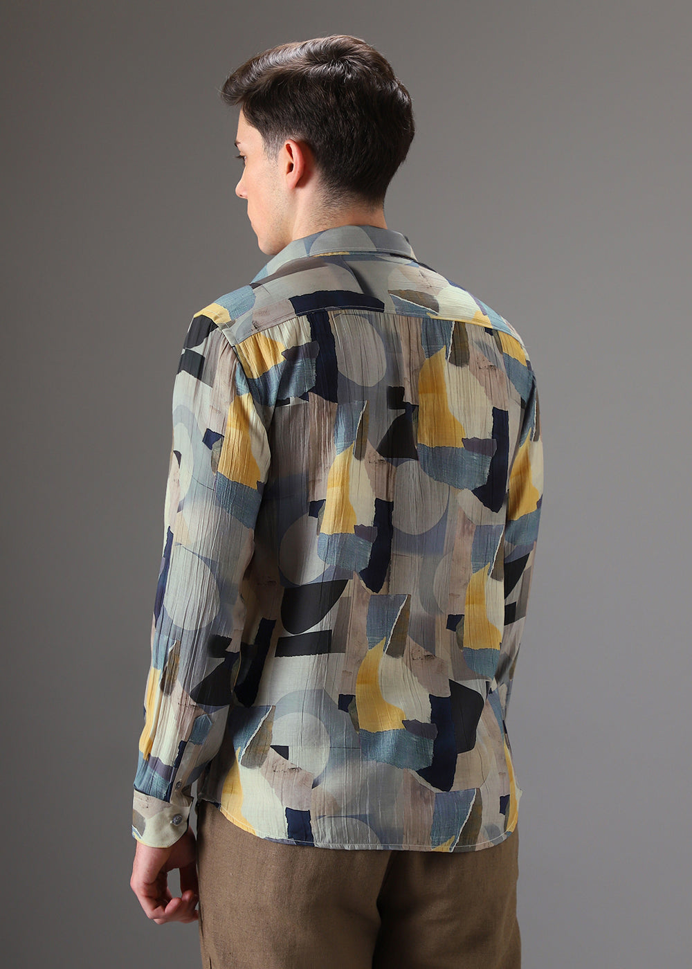 Colorblock Abstract Crushed Printed Shirt