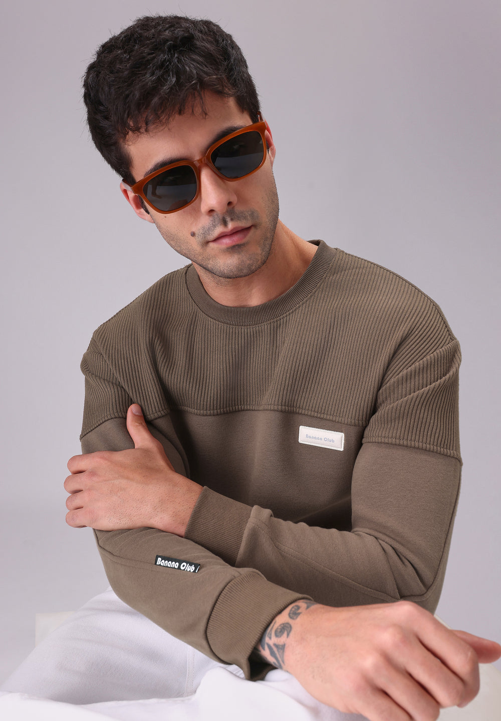 Colour Block Brown Sweatshirt