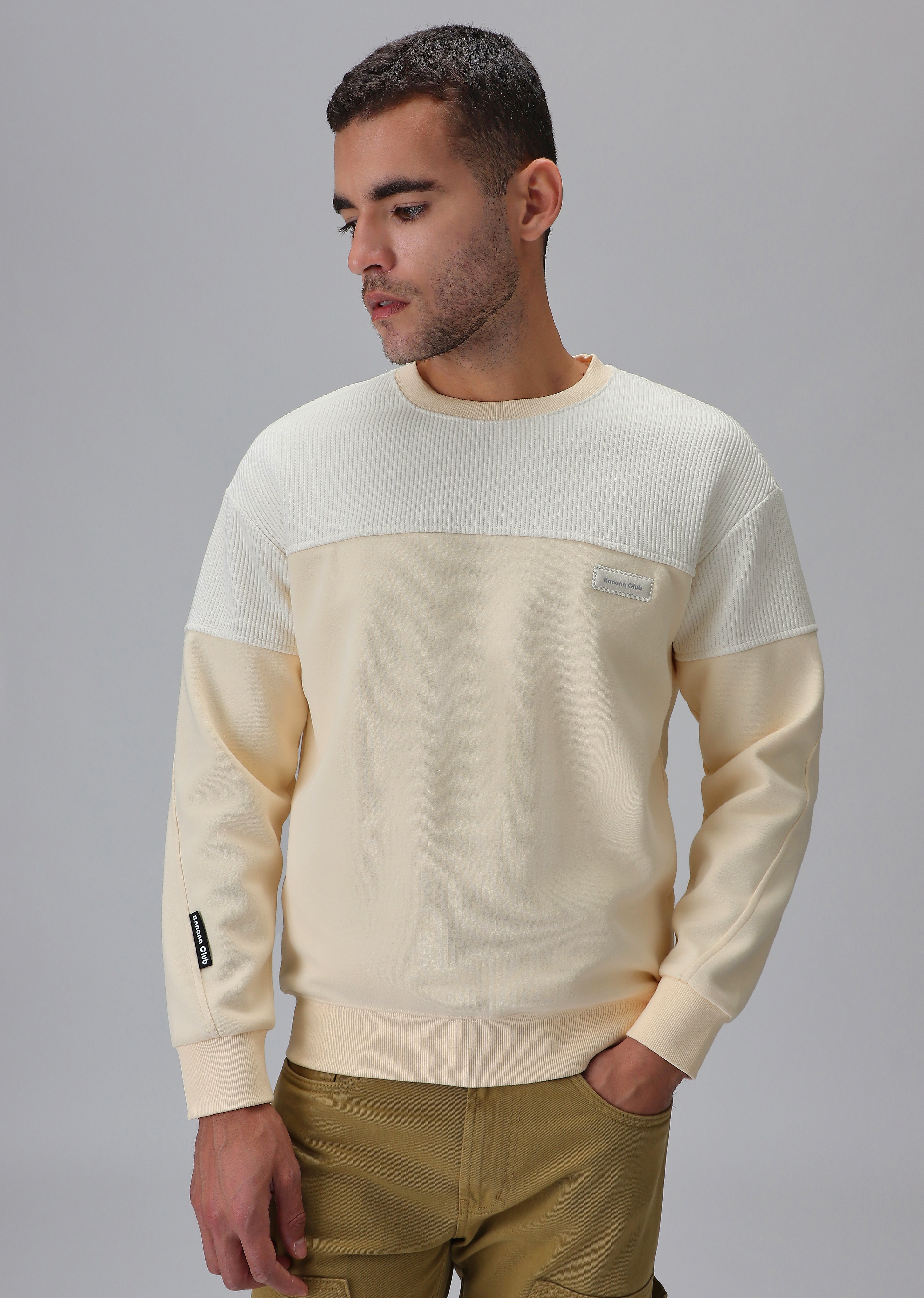 Colour Block Cream Sweatshirt