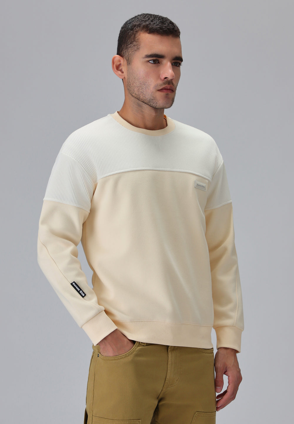Colour Block Cream Sweatshirt
