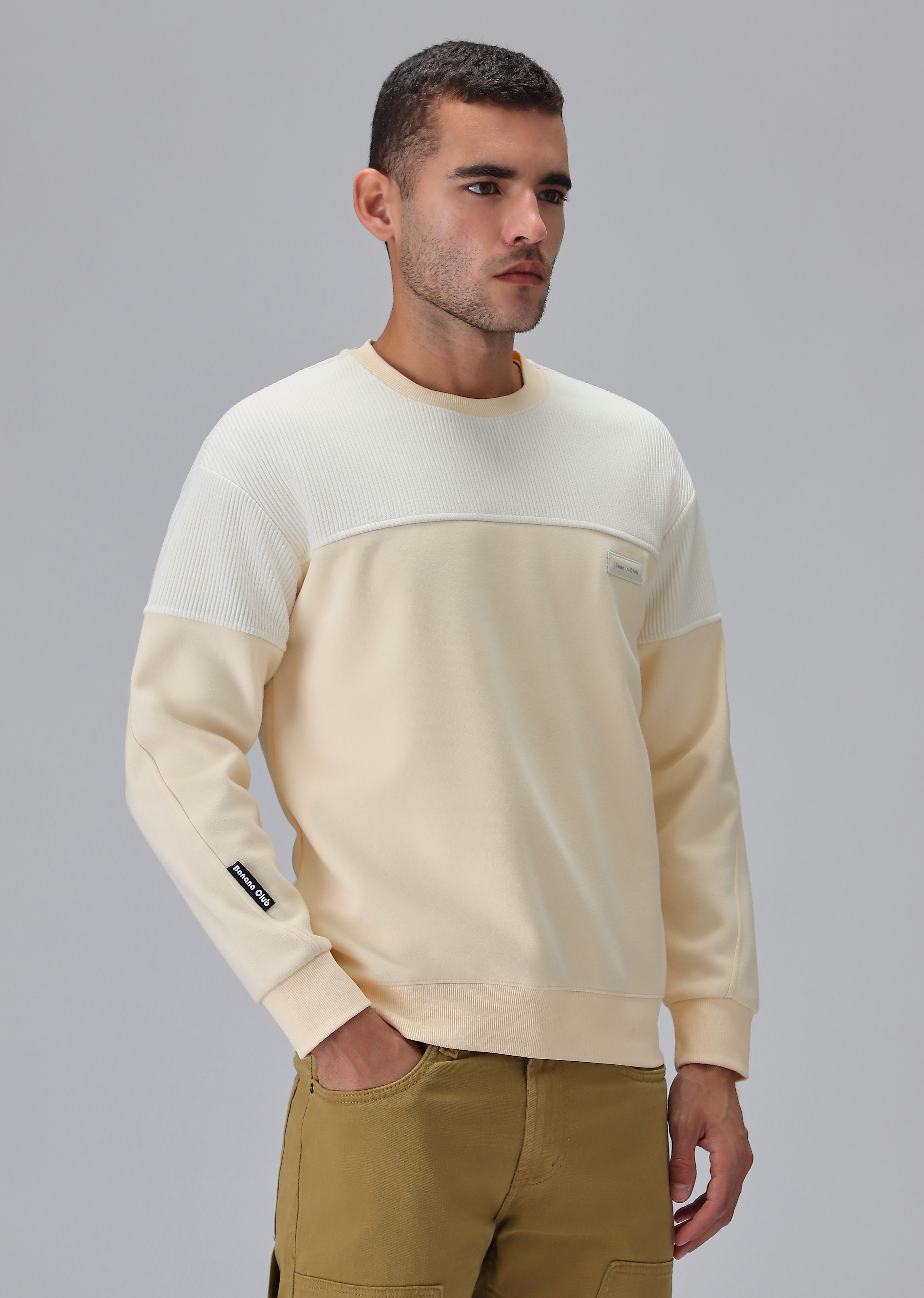 Colour Block Cream Sweatshirt