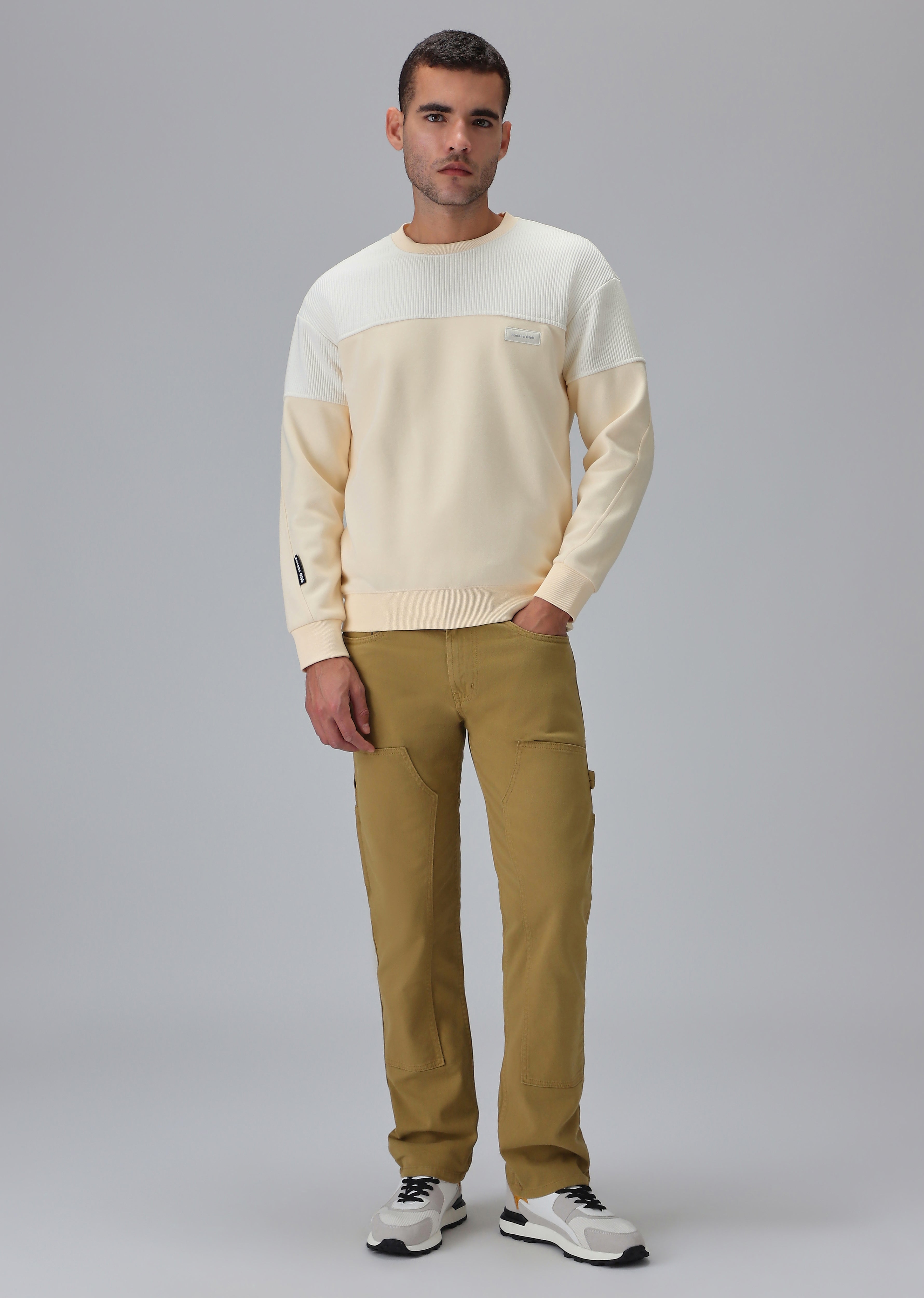 Colour Block Cream Sweatshirt