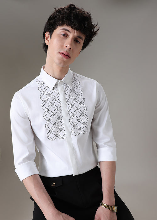 Concentric White Designer Shirt