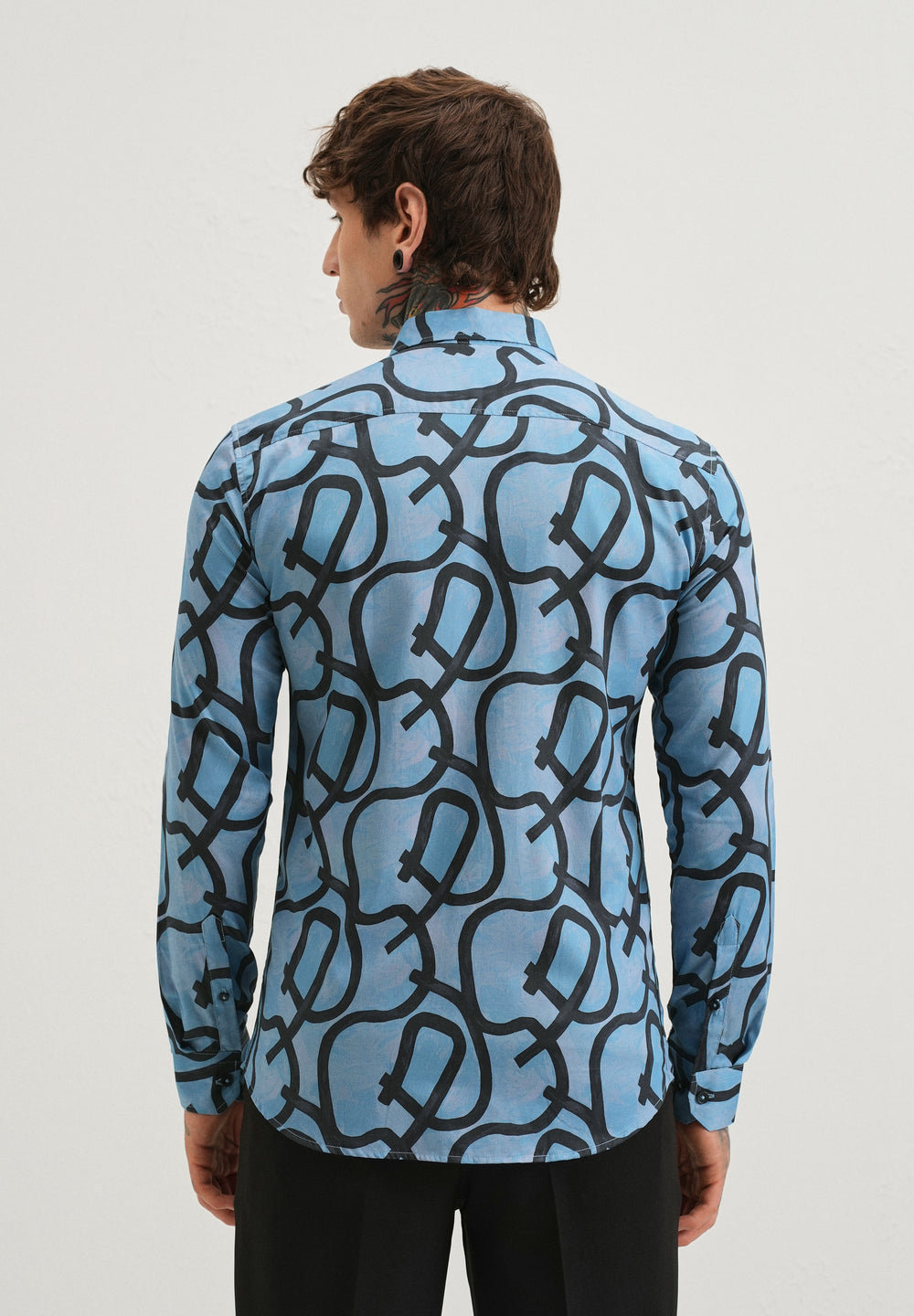 Contour Lines Blue Printed Shirt