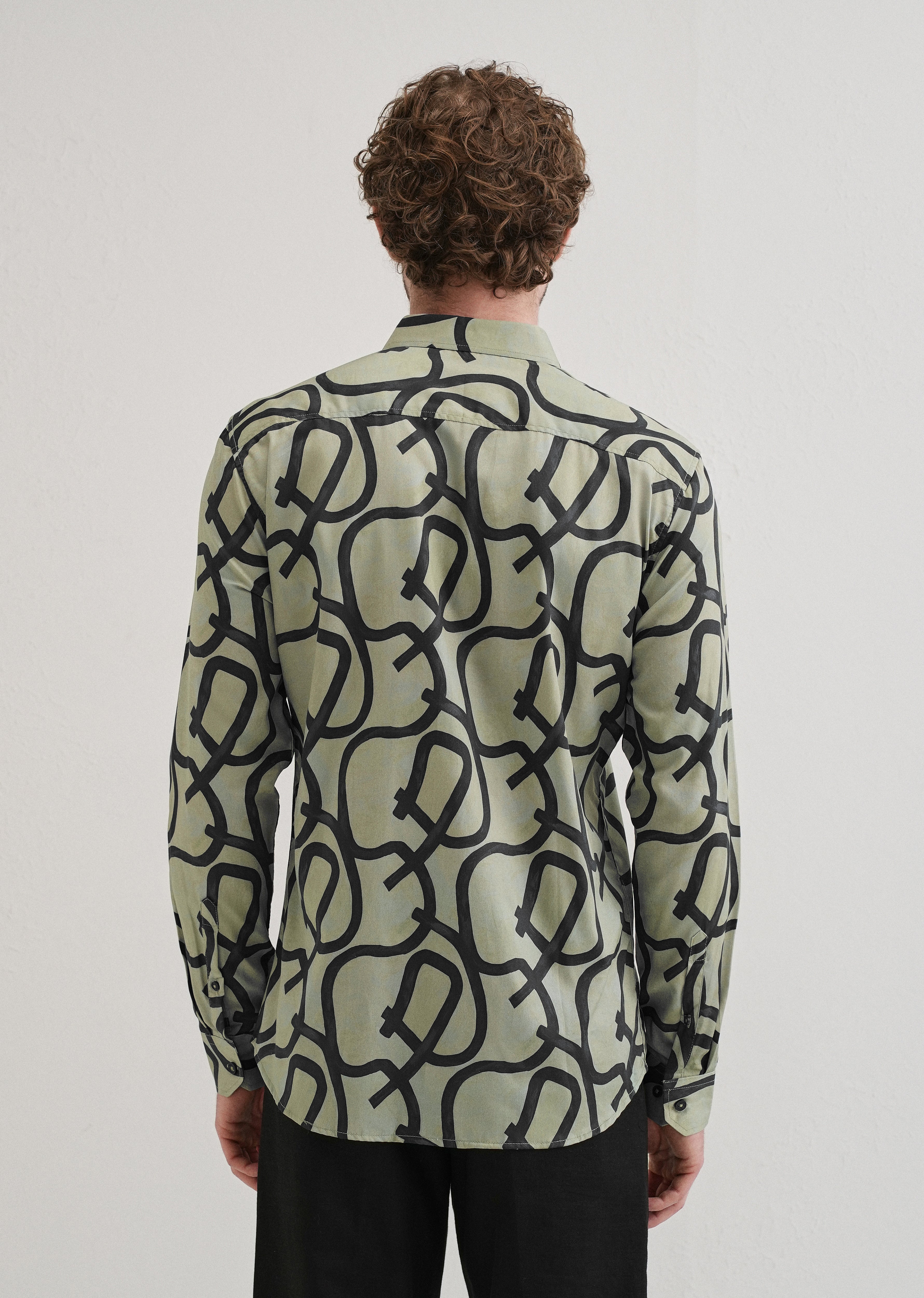 Contour Lines Green Printed Shirt