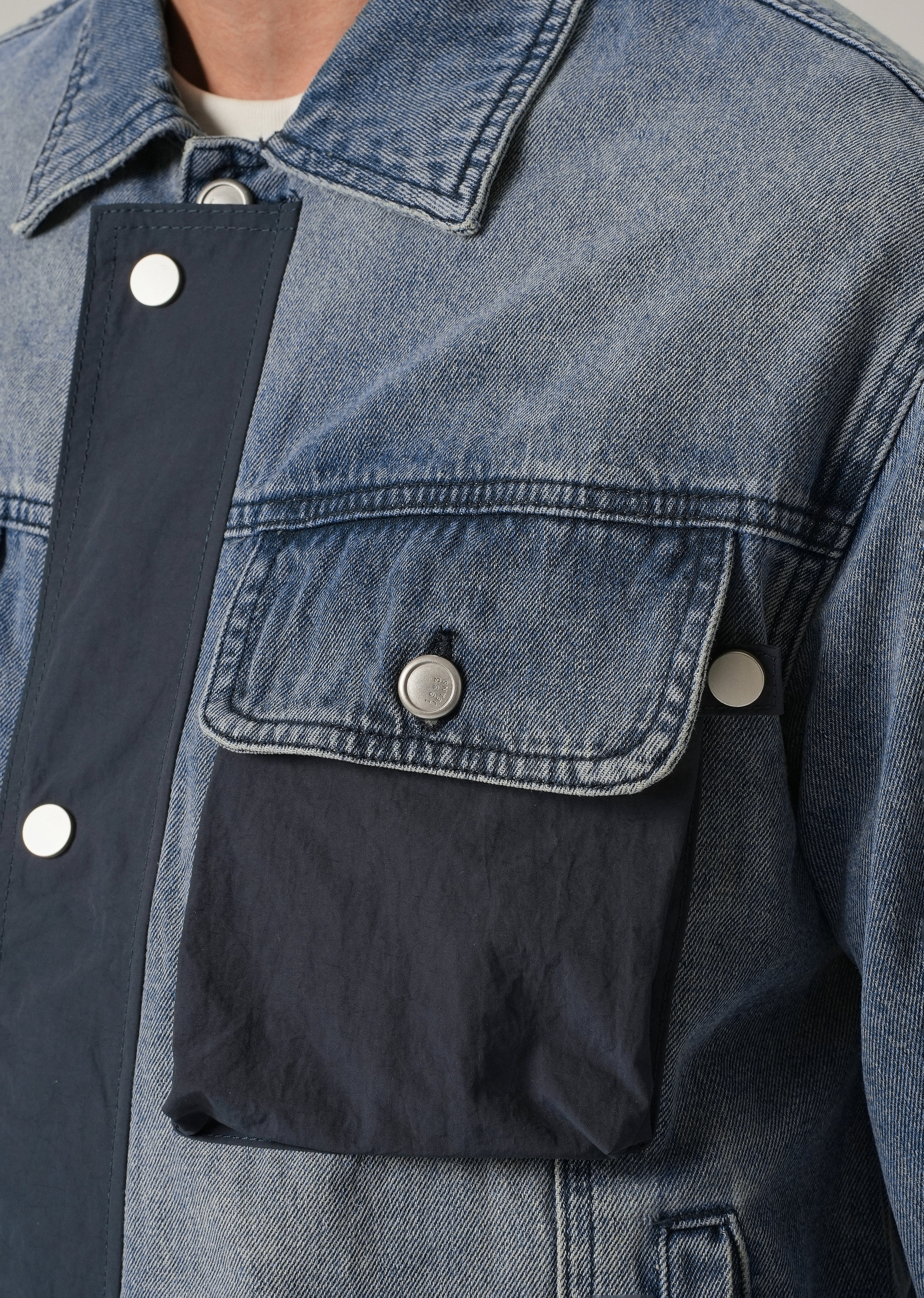 Contrast Panel Denim Shacket