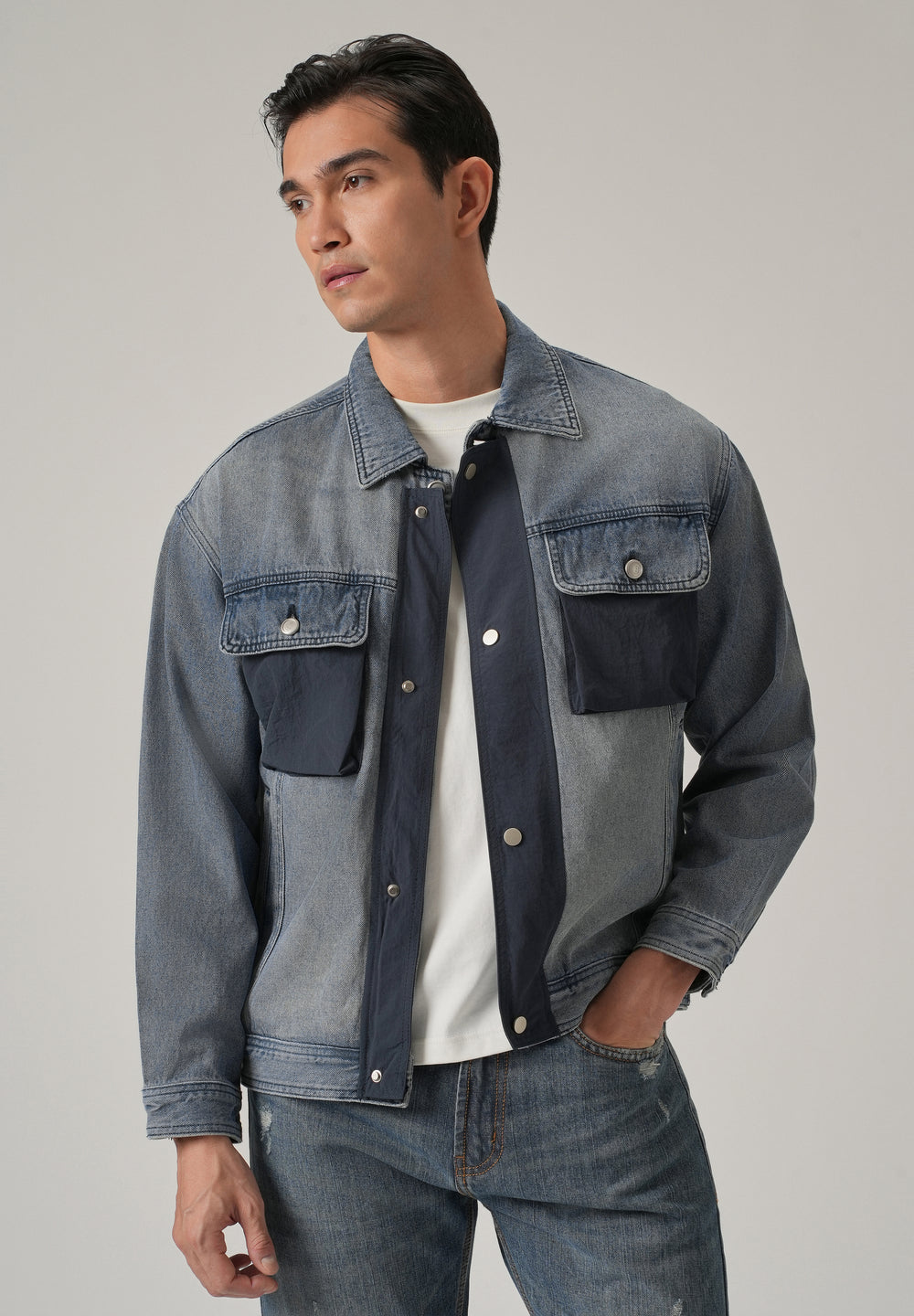 Contrast Panel Denim Jacket