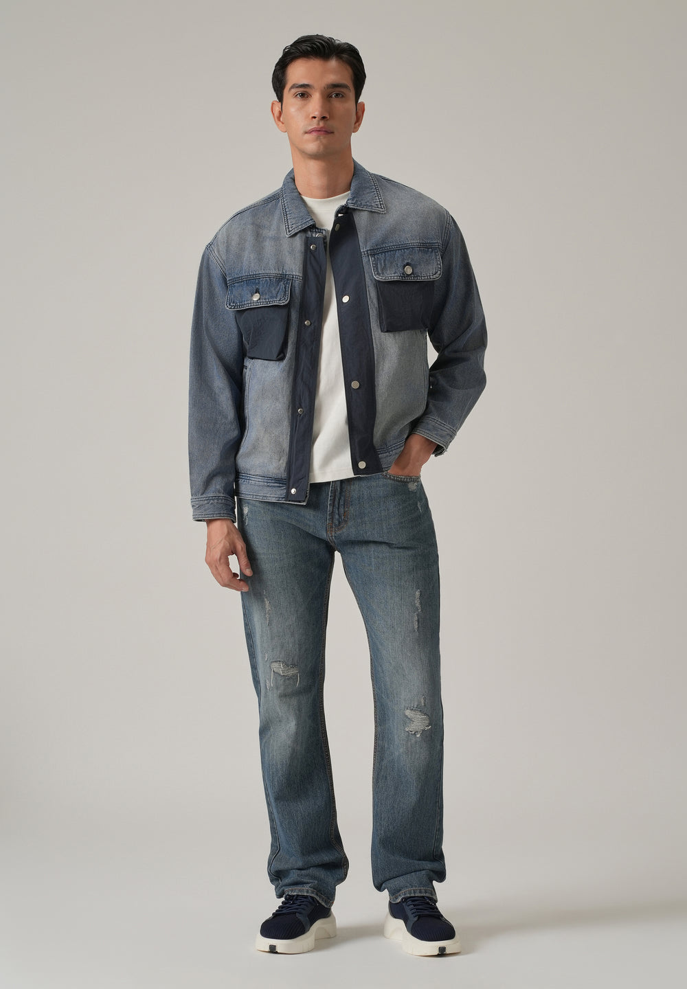 Contrast Panel Denim Jacket