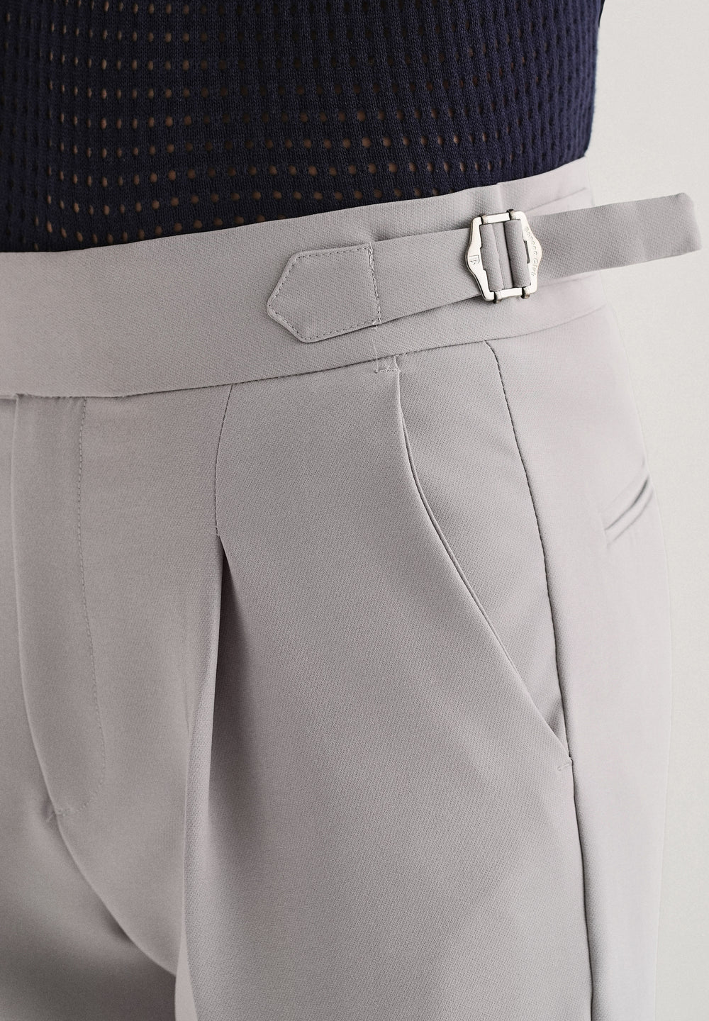 Cool Grey Pleated Gurkha Pant
