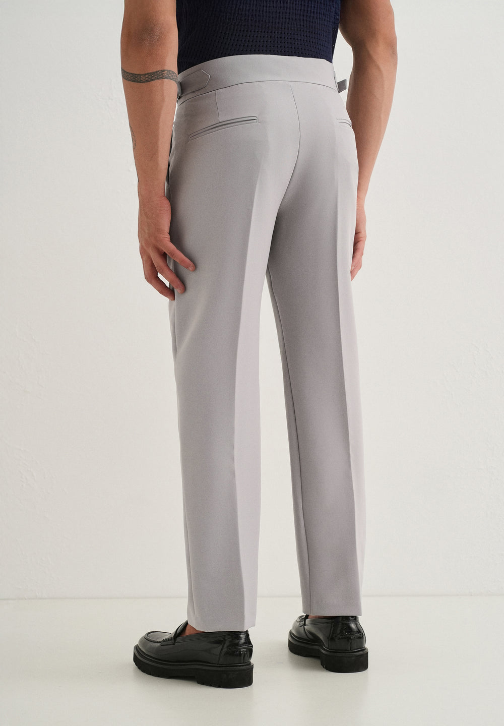 Cool Grey Pleated Gurkha Pant