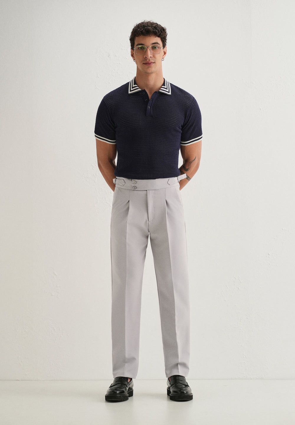 Cool Grey Pleated Gurkha Pant