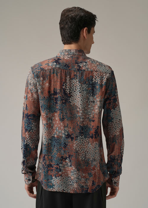 Coral Camo Print Feather Shirt