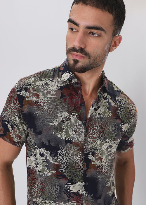 Coral Oasis Blue Feather shirt